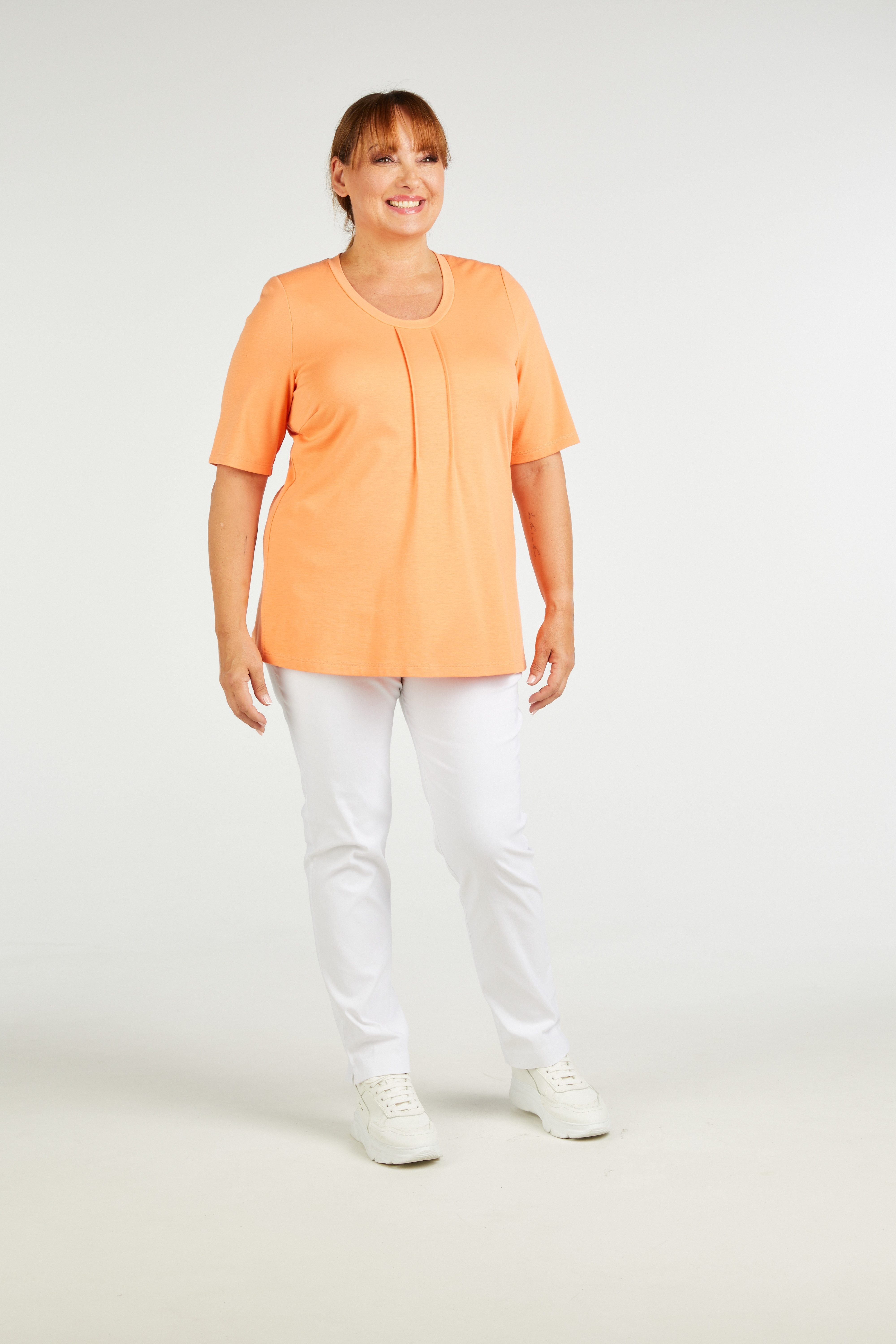 Mona Lisa T-Shirt Große Größen Biesen am Vorderteil, uni günstig online kaufen