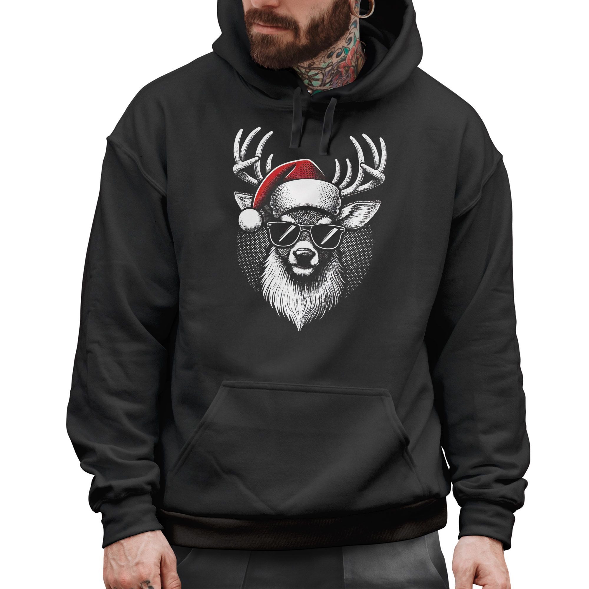 MoonWorks Hoodie Hoodie Herren Weihnachten Hirsch Rentier mit Weihnachtsmüt günstig online kaufen