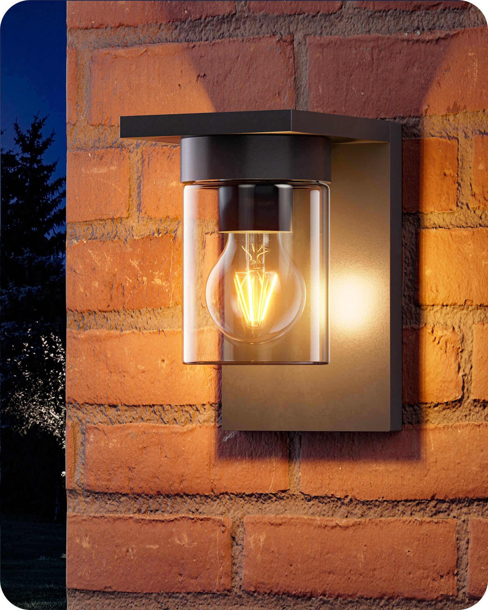 EDISHINE Außen-Wandleuchte, ohne Leuchtmittel, für Hauswand, Garage, Vordach