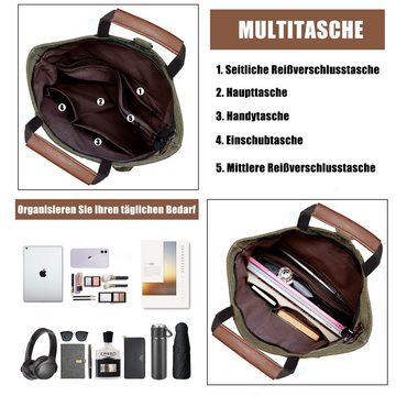 TAN.TOMI Schultertasche Canvas Rucksack Damen 2 in 1 Groß Crossbody Tasche Handtasche, für Arbeit, Büro, Einkaufen, Shopper Reisen im Freien