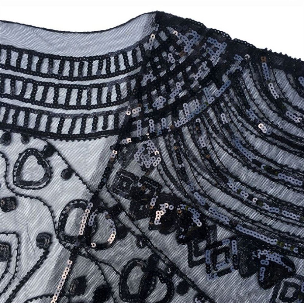 Dekorative Schal Stola Schal Umschlagtücher der Schwarz 1920s (1-St), Schal, Damen für für Jahre Frauen Gatsby-Party-Kostüm Abendkleid, 20er