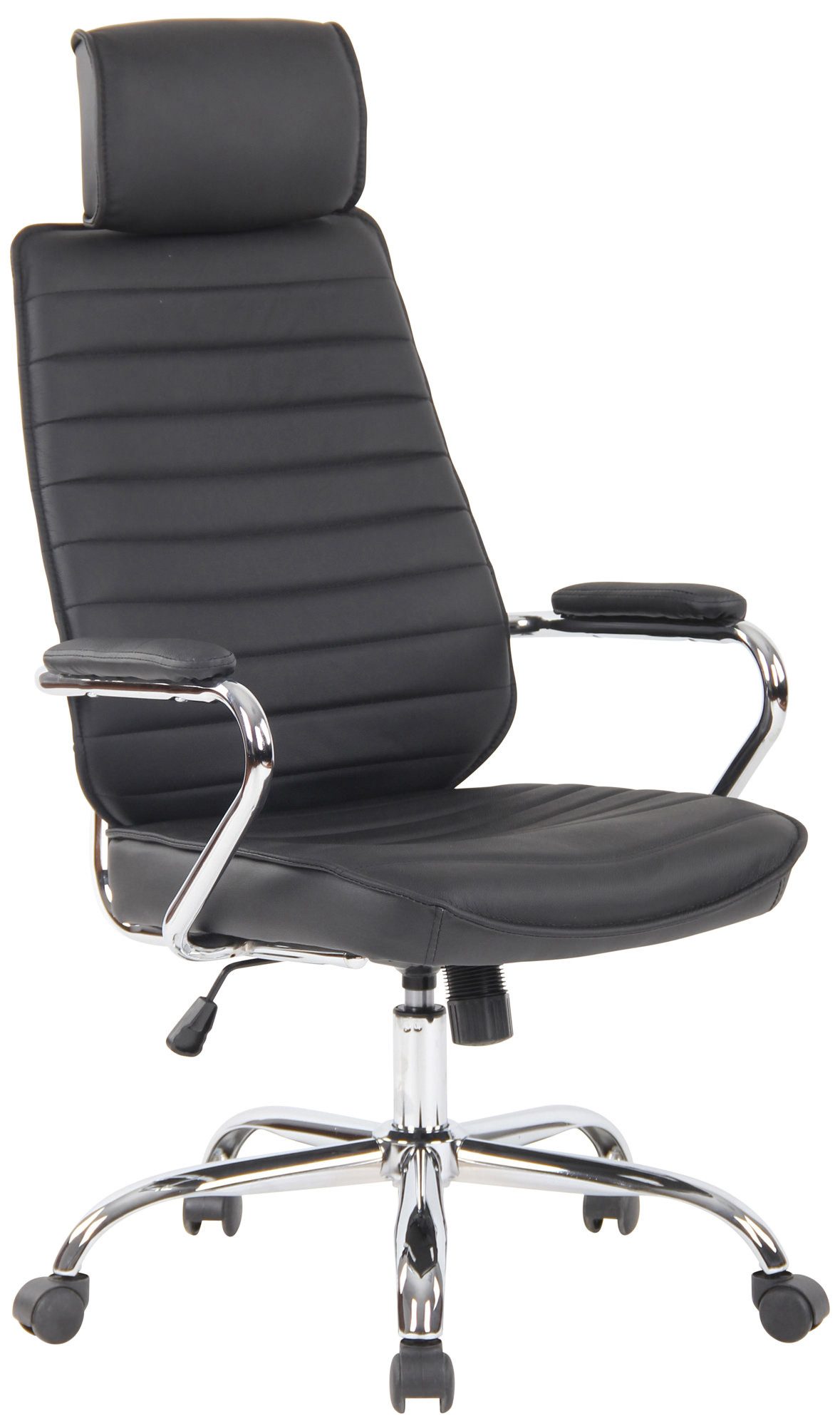 furnicato Bürostuhl Rako Echtleder 117-128 cm schwarz (1 St), Höhenverstellbarer Chefsessel mit Wippfunktion für dein Büro