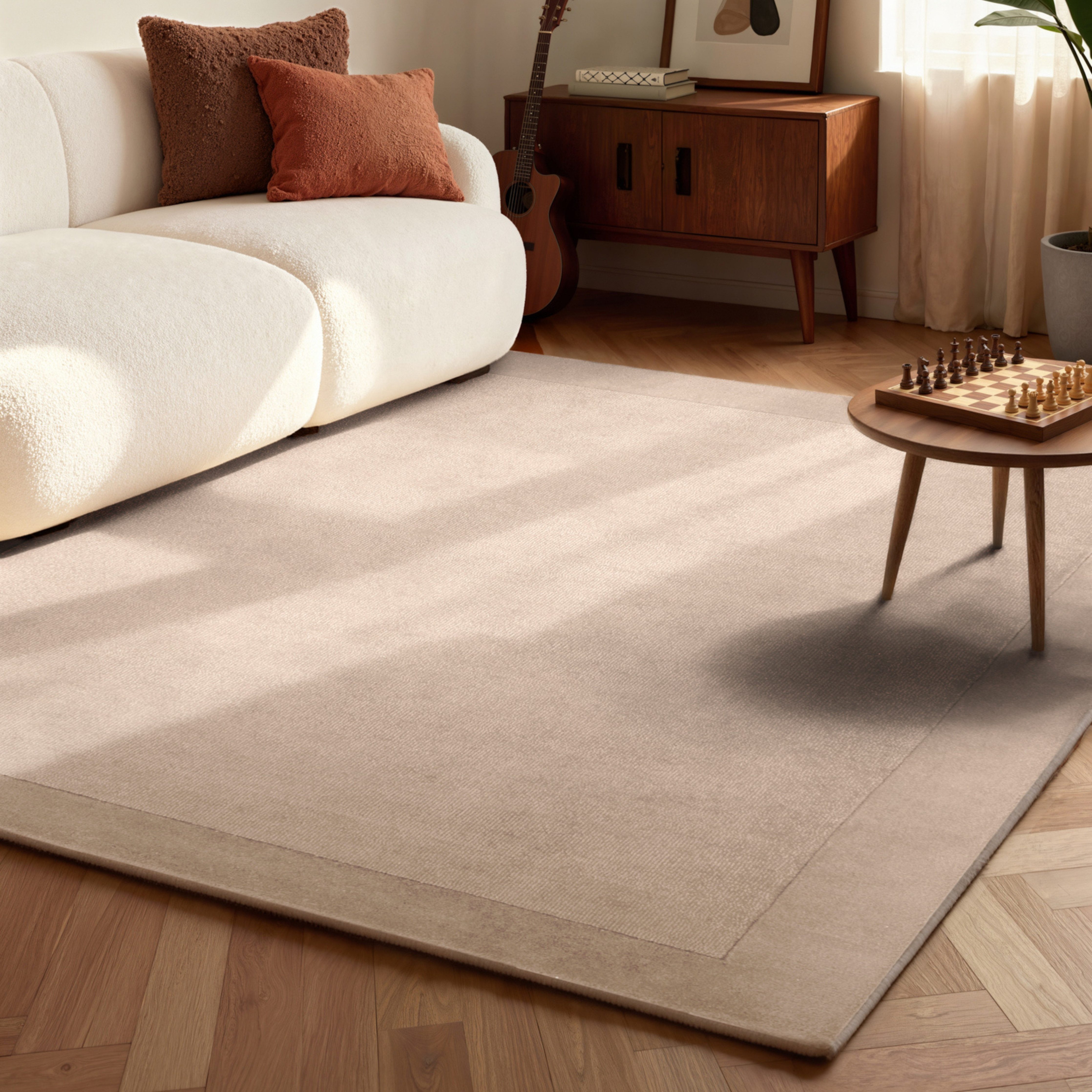 Villeroy & Boch Teppich Wollteppich Kari, rechteckig, Höhe: 17 mm, Handgewebt, Wolle, Bordüre, Einfarbig, Läufer, Wohnzimmer, Modern