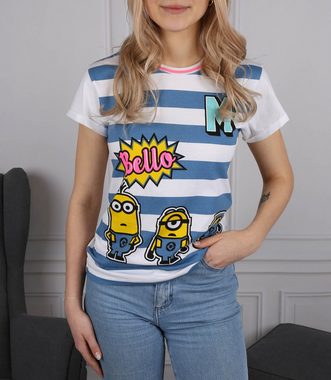 Sarcia.eu T-Shirt Weiß-blau gestreiftes T-Shirt für Damen DIE MINIONS XL