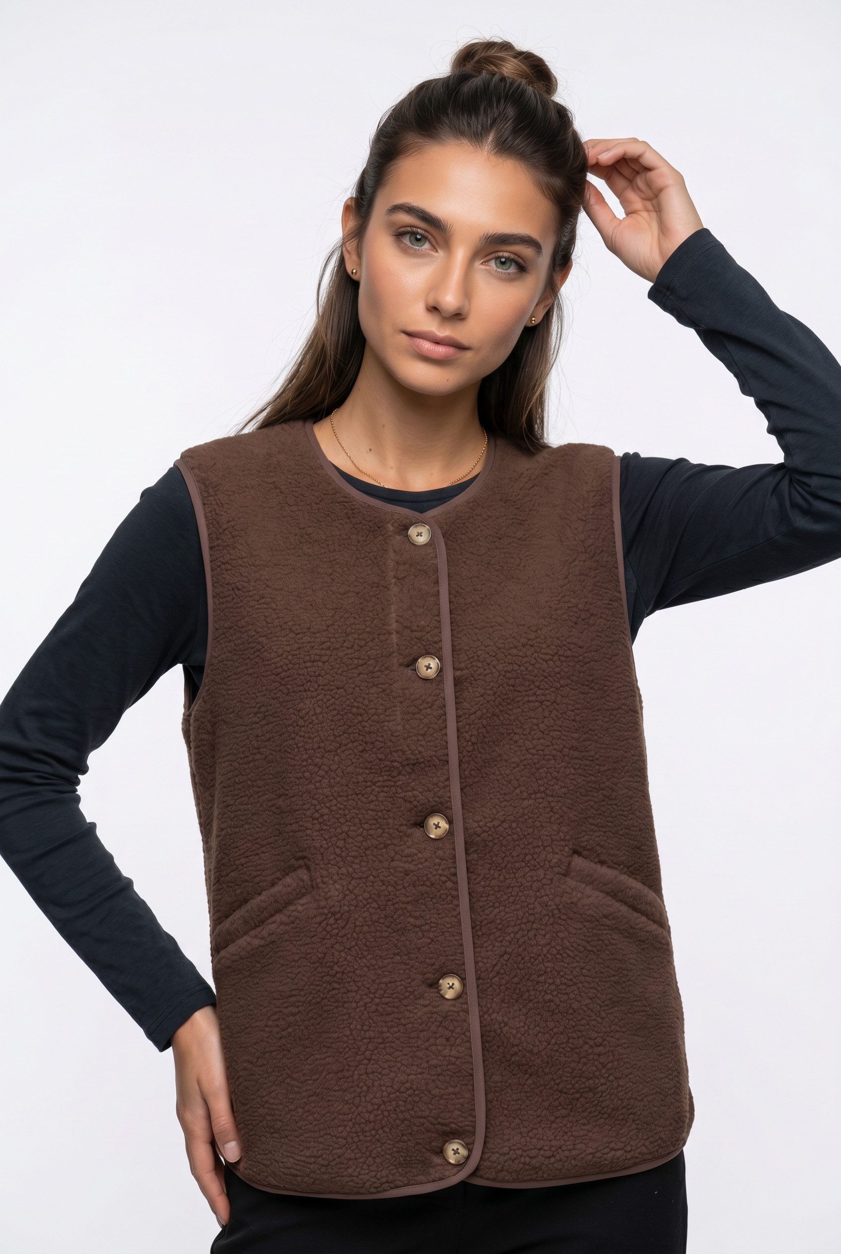 ONLY Plüschweste ONLBABY LIFE TEDDY VEST PNT CS Kunstfaser