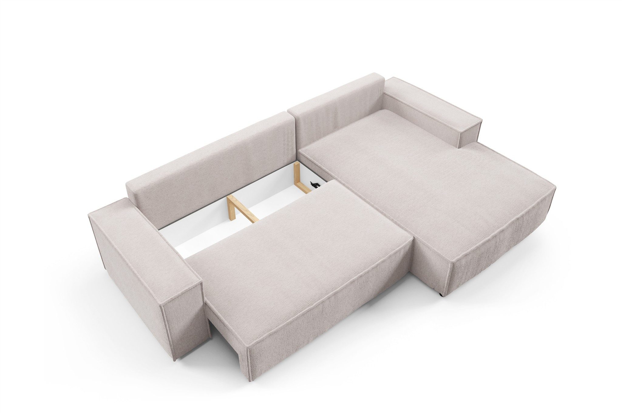 Fun Möbel Ecksofa Schlafsofa Sofa CORUNIA in Stoff Aragon, Bettkasten, Rundumbezug