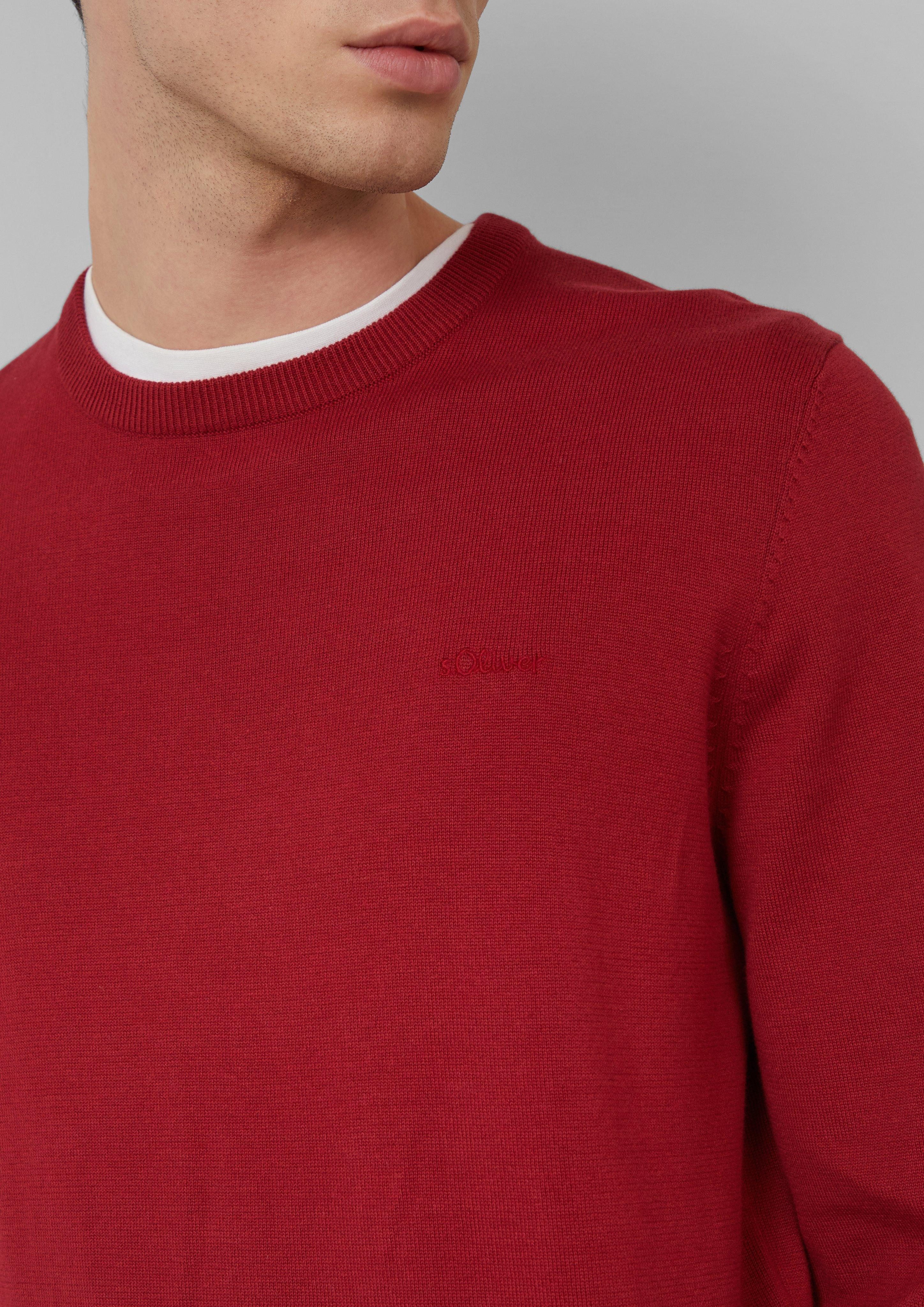 s.Oliver Strickpullover Strickpullover mit Logo-Stickerei Logo günstig online kaufen