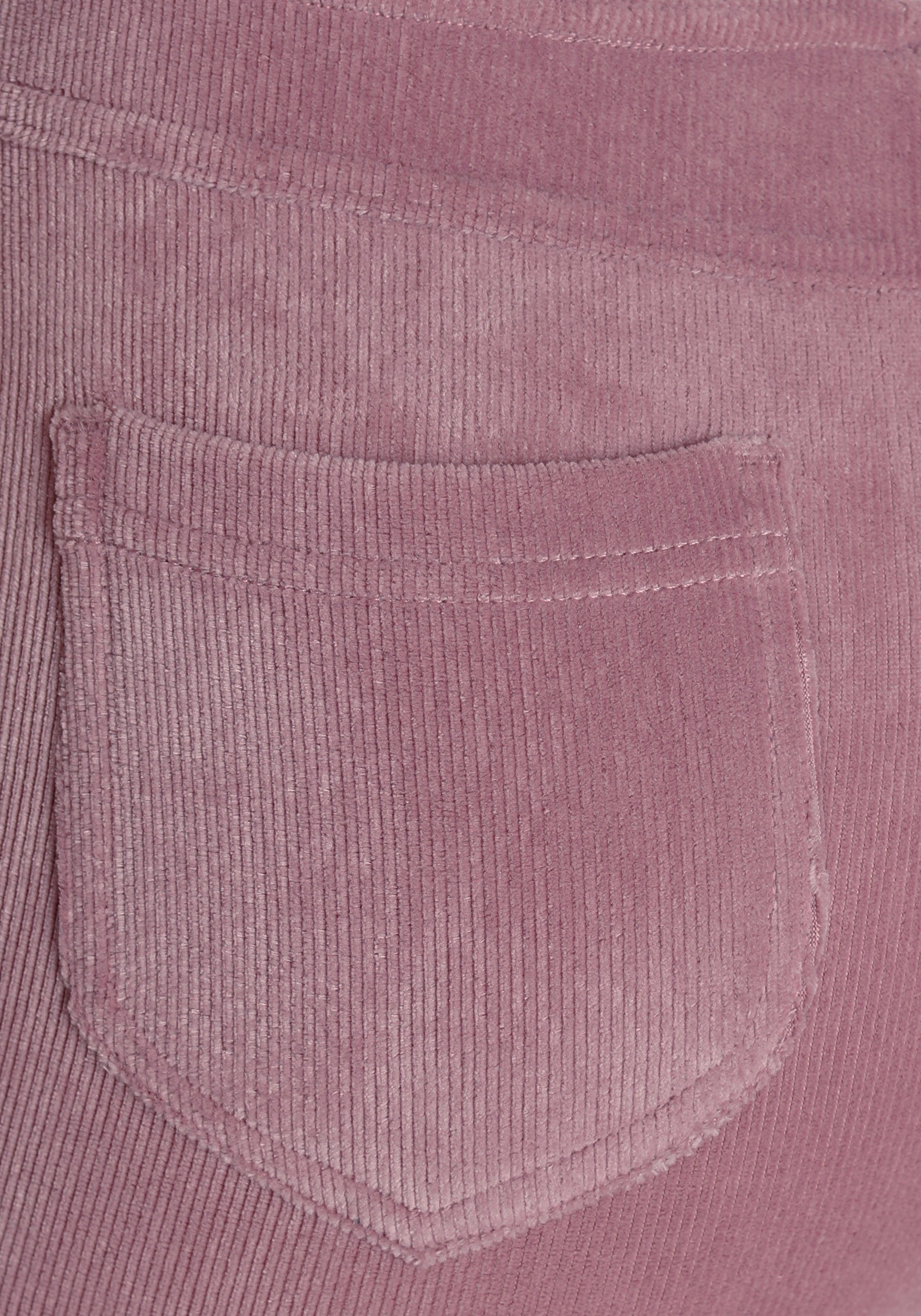 weichem Jazzpants aus Cord-Optik, Material in rosa Loungewear LASCANA