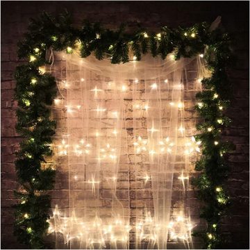 Idena LED-Lichtervorhang 138er, mit Sternen, warmweiß, 2 m breit, für innen und außen, mit Timer
