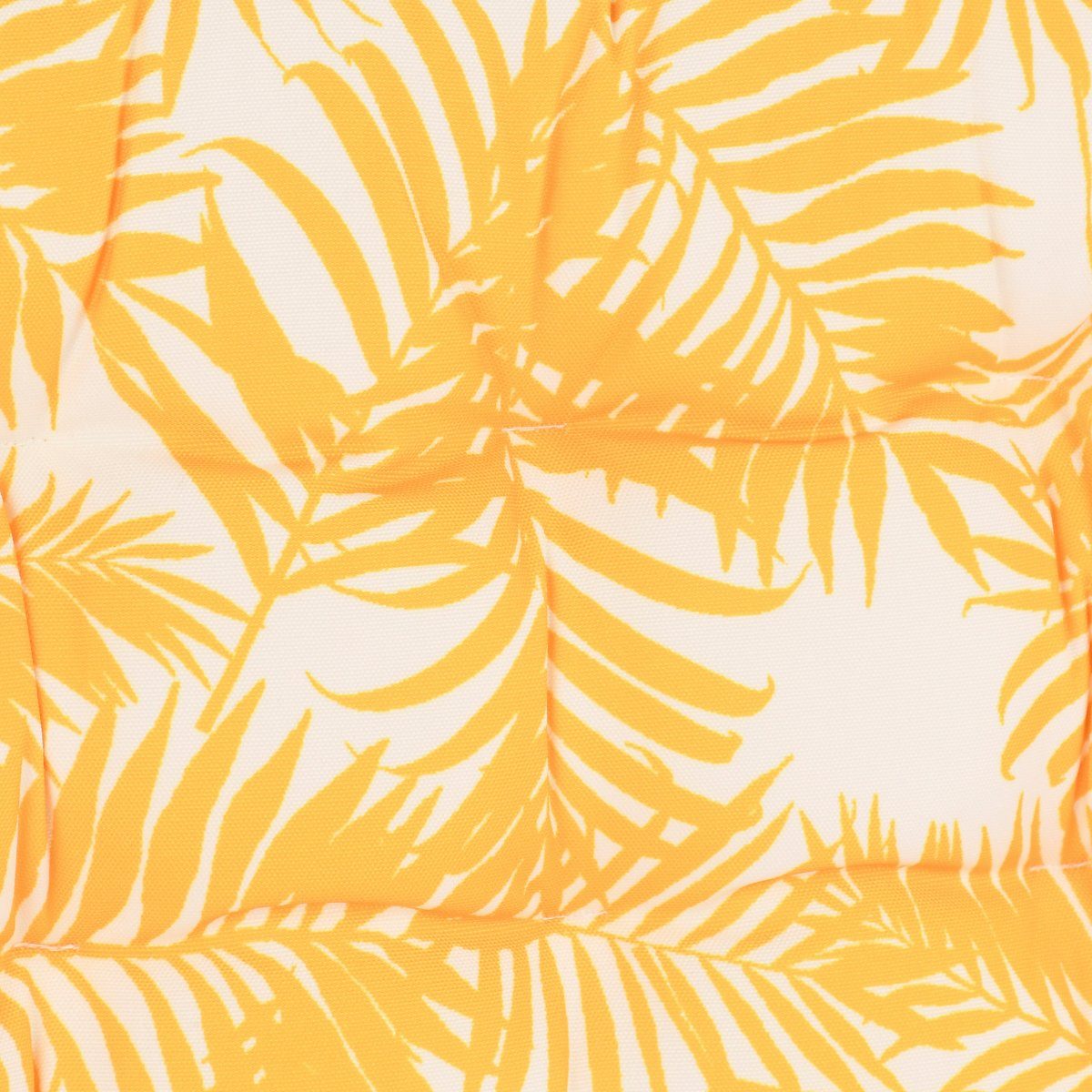 SCHÖNER LEBEN. Stuhlkissen Outdoor Sitzkissen Stuhlkissen Bindebänder  Palmenblätter weiß gelb 4, handmade, made in Germany, wasserabweisend,  Outdoor