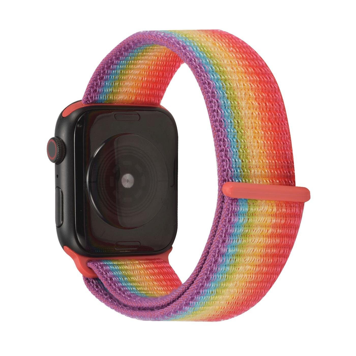CoolGadget Smartwatch-Armband für Apple mit Nylon Rainbow Stoff Gehäuse, Ersatz Uhren Gen. 2. 40mm Klettverschluss Watch Serie mit Band