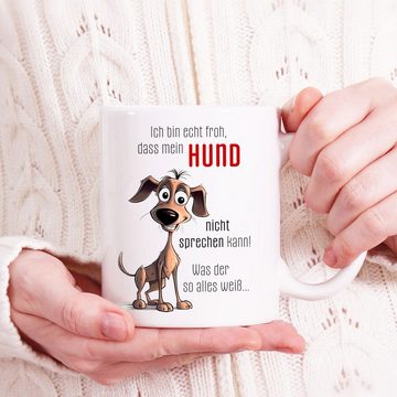 Cadouri Tasse NICHT SPRECHEN Kaffeetasse mit Spruch - für Hundefreunde, Keramik, mit Hundespruch, beidseitig bedruckt, handgefertigt, Geschenk, 330 ml