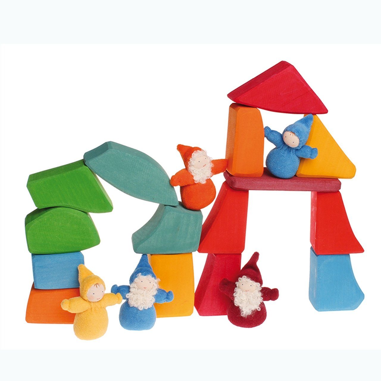 GRIMM´S Spiel und Holz Design Waldorfklötze bunt 15-teilig im Netz Spielsteine Stapelsteine Spielbauklötze