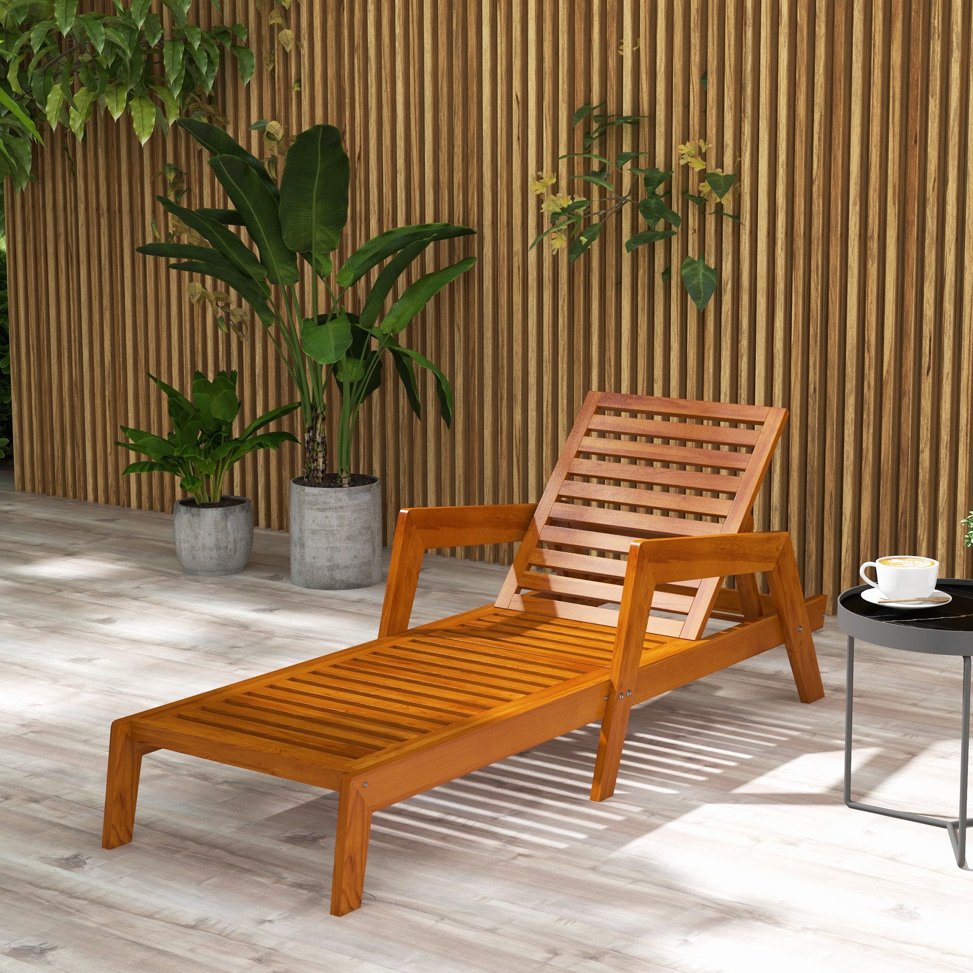 Outsunny Gartenliege Balkonliege mit verstellbarer Rückenlehne, günstig online kaufen
