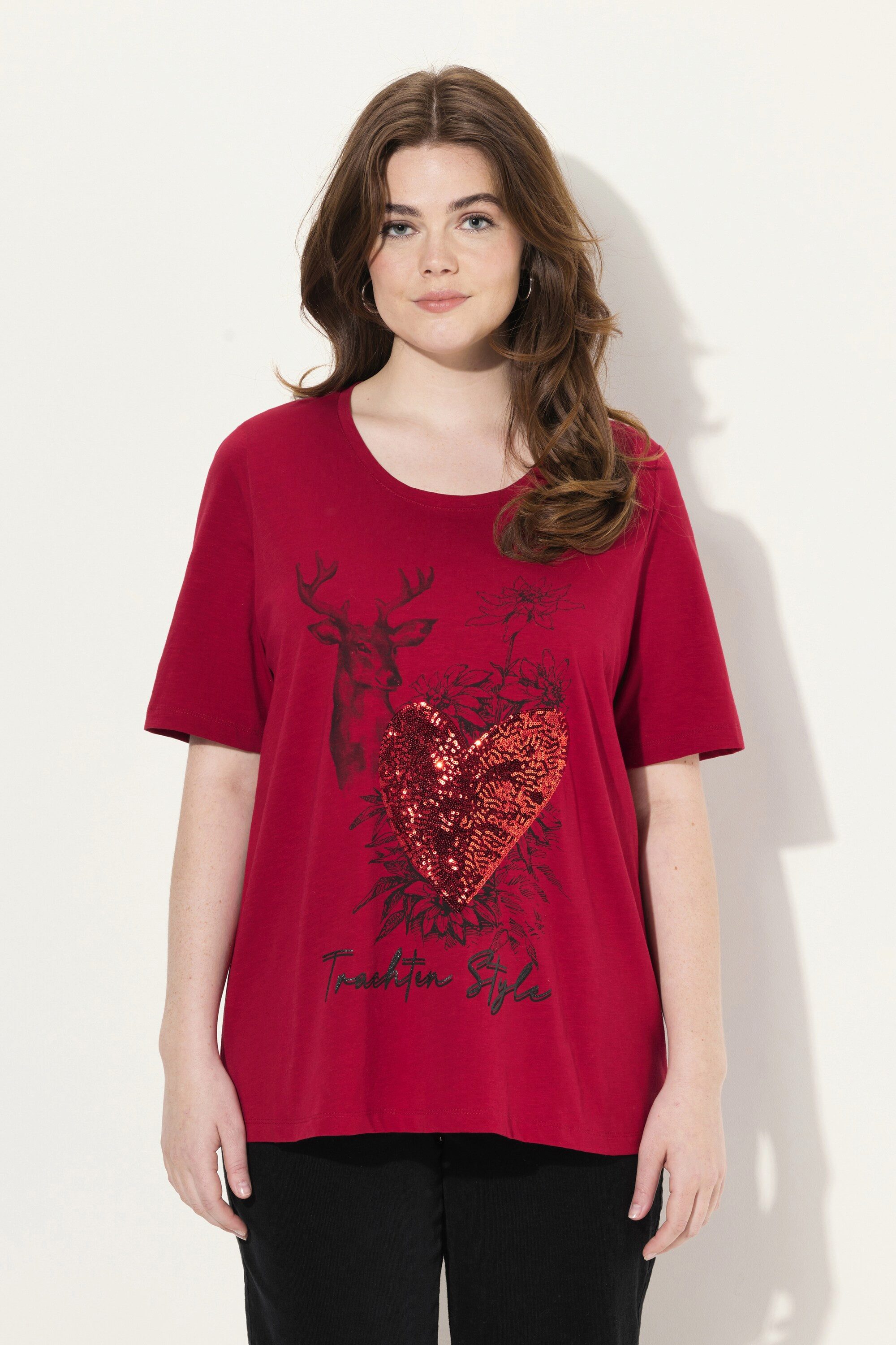 Ulla Popken T-Shirt T-Shirt Hirsch Pailletten günstig online kaufen