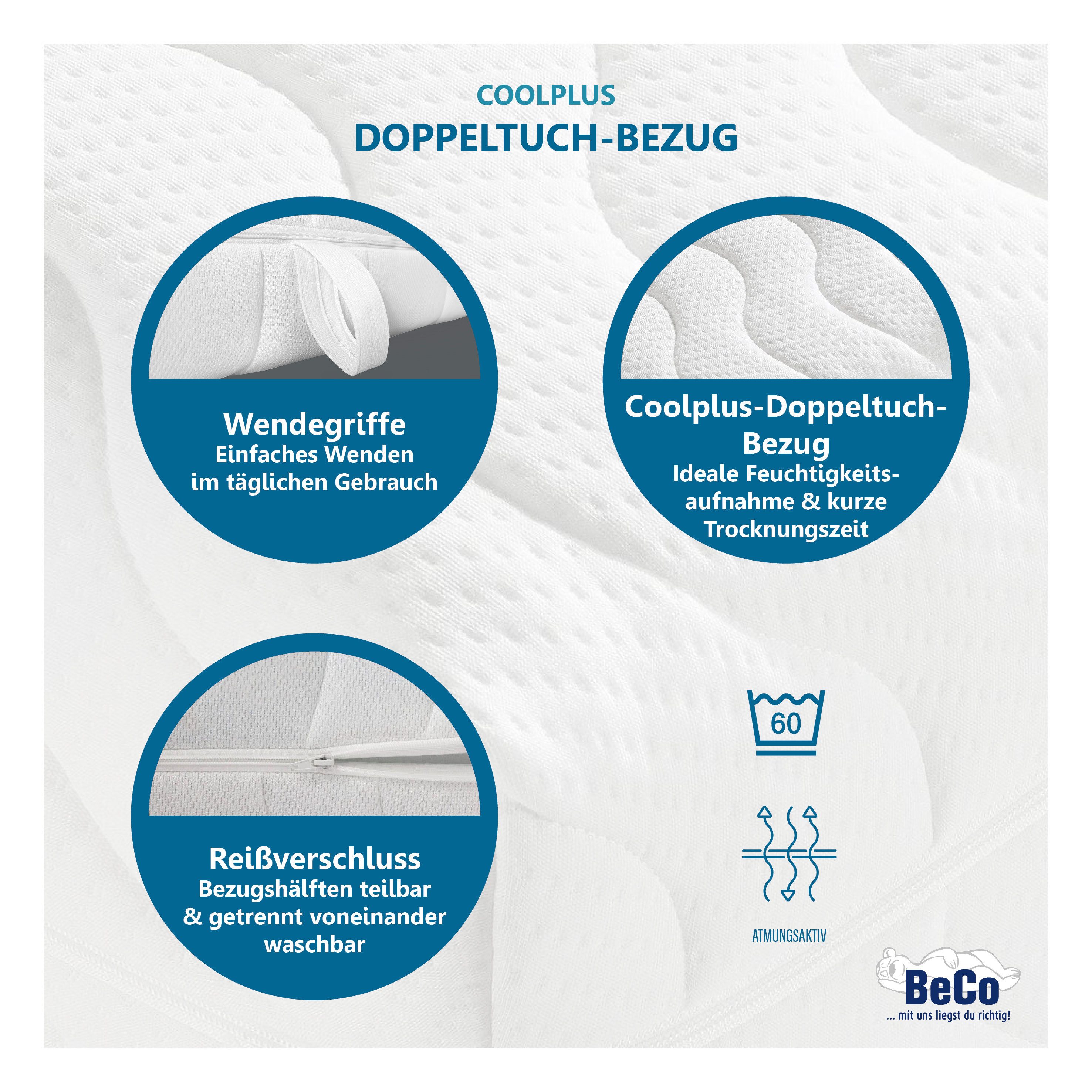 Komfortschaummatratze Premium Cool Plus, Matratze in 140x200 cm und weiteren Größen, Beco, 25 cm hoch, Optimales Schlafklima durch Cool-Plus-Markenfaser