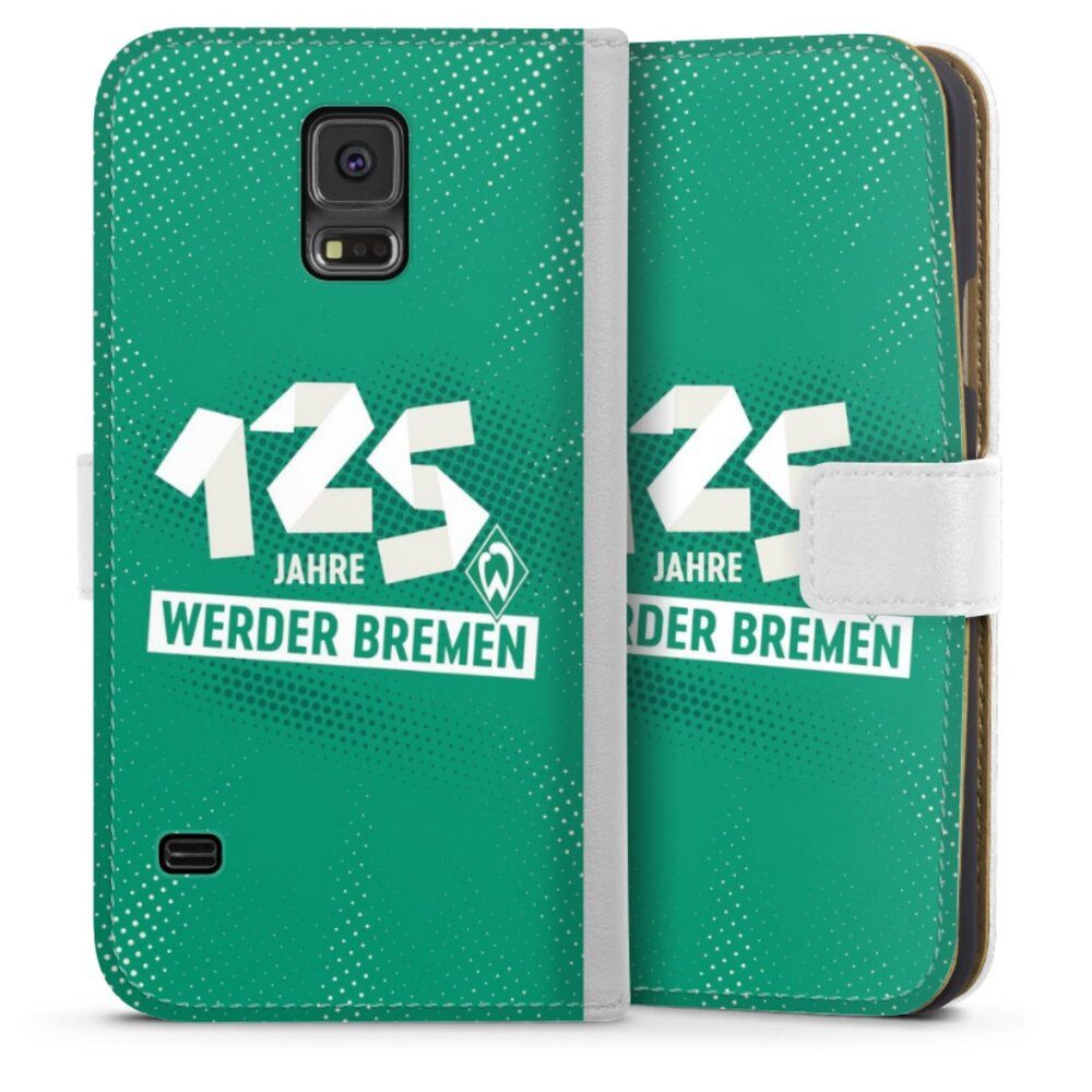 DeinDesign Handyhülle 125 Jahre Werder Bremen Offizielles Lizenzprodukt, Samsung Galaxy S5 Hülle Handy Flip Case Wallet Cover Handytasche Leder