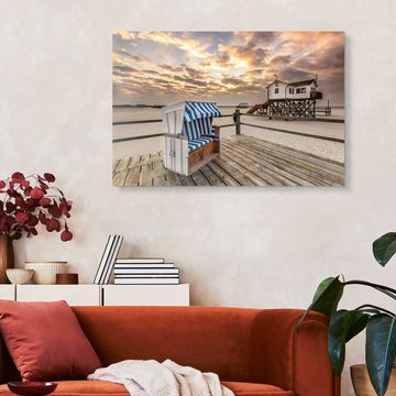 Posterlounge Acrylglasbild Dennis Stracke, Morgens am Nordsee Strand von Sankt Peter-Ording, Badezimmer Maritim Fotografie