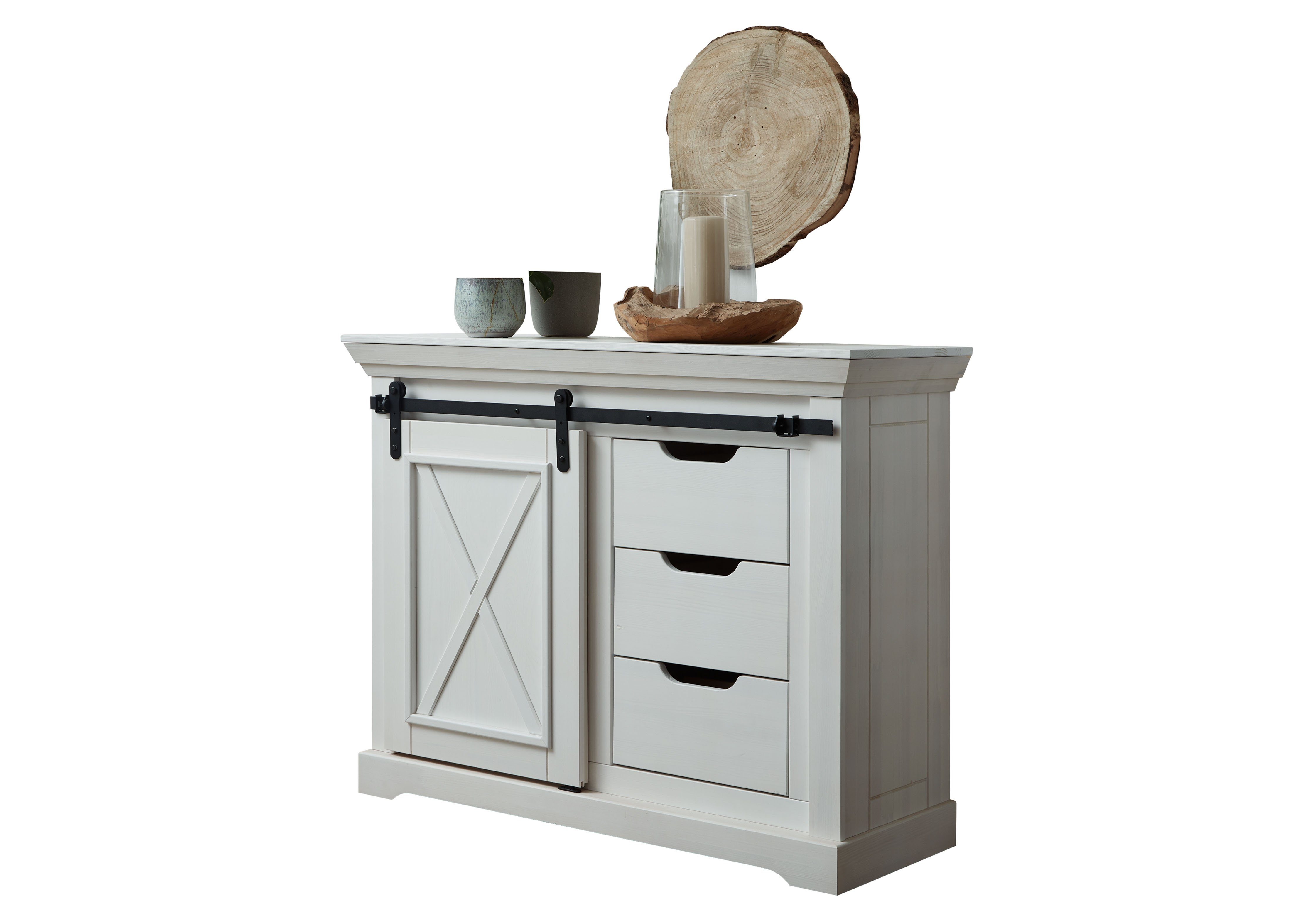Woodroom Kommode Maribo, Kiefer massiv weiß BxHxT 109x87x40 cm