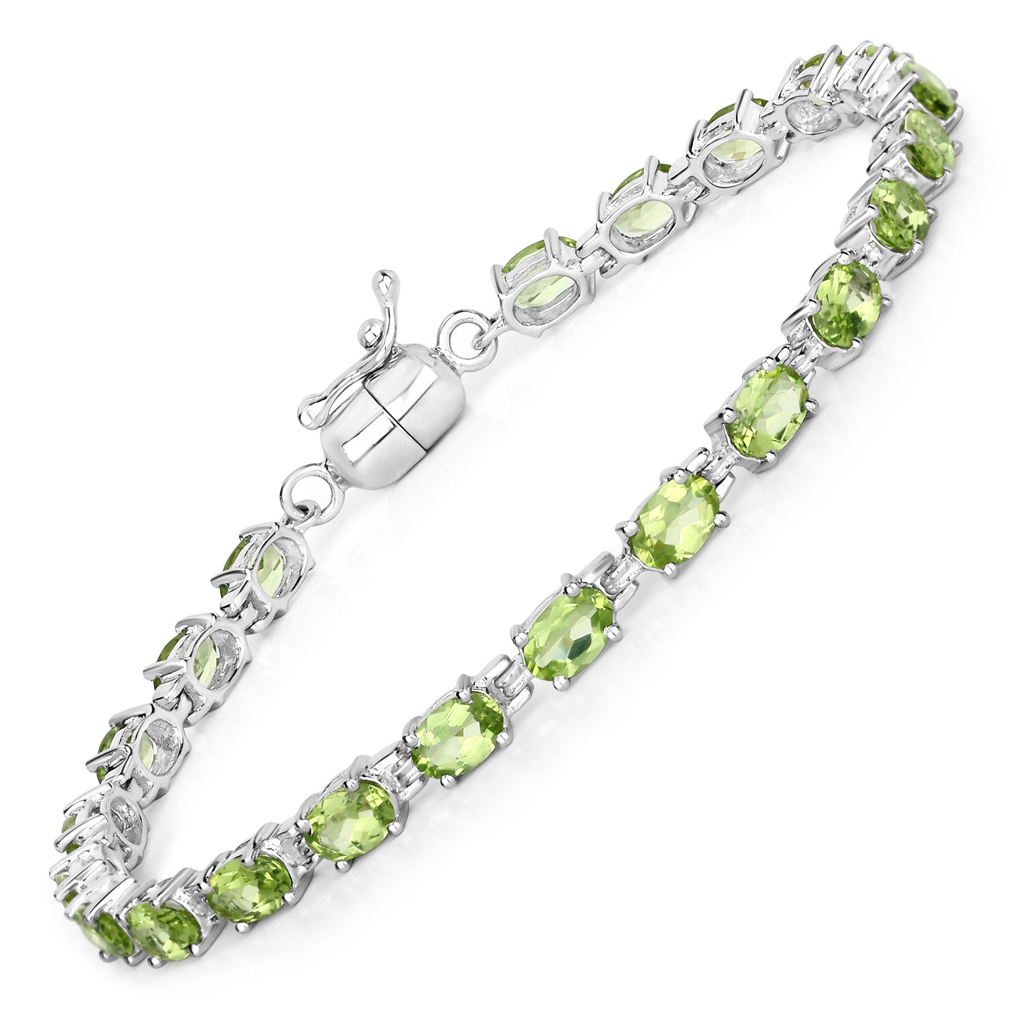 Vira Jewels Armband 925-Sterling Silber rhodiniert Peridot oval