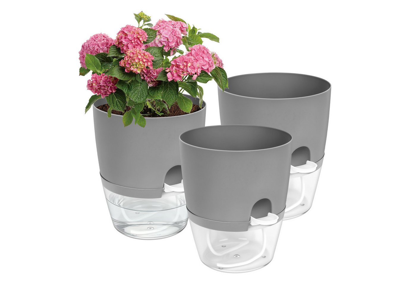 OSTWOLKE Kräutertopf mit Selbstbewässerung Blumentopf Fensterbank Kräutergarten 3er Set, Pflanzentopf Plantpot