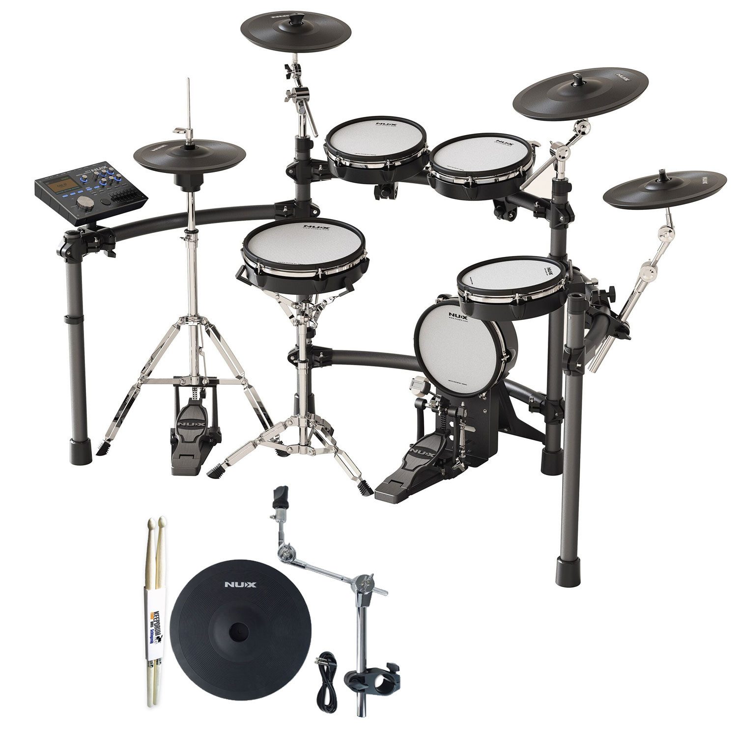 Nux E-Drum Nux DM-8 E-Drum Schlagzeug mit Becken-Pad und Drumsticks 1 Paar,E-Drum, Vorteils-Set mit Becken-Pad und Drumsticks 1 Paar