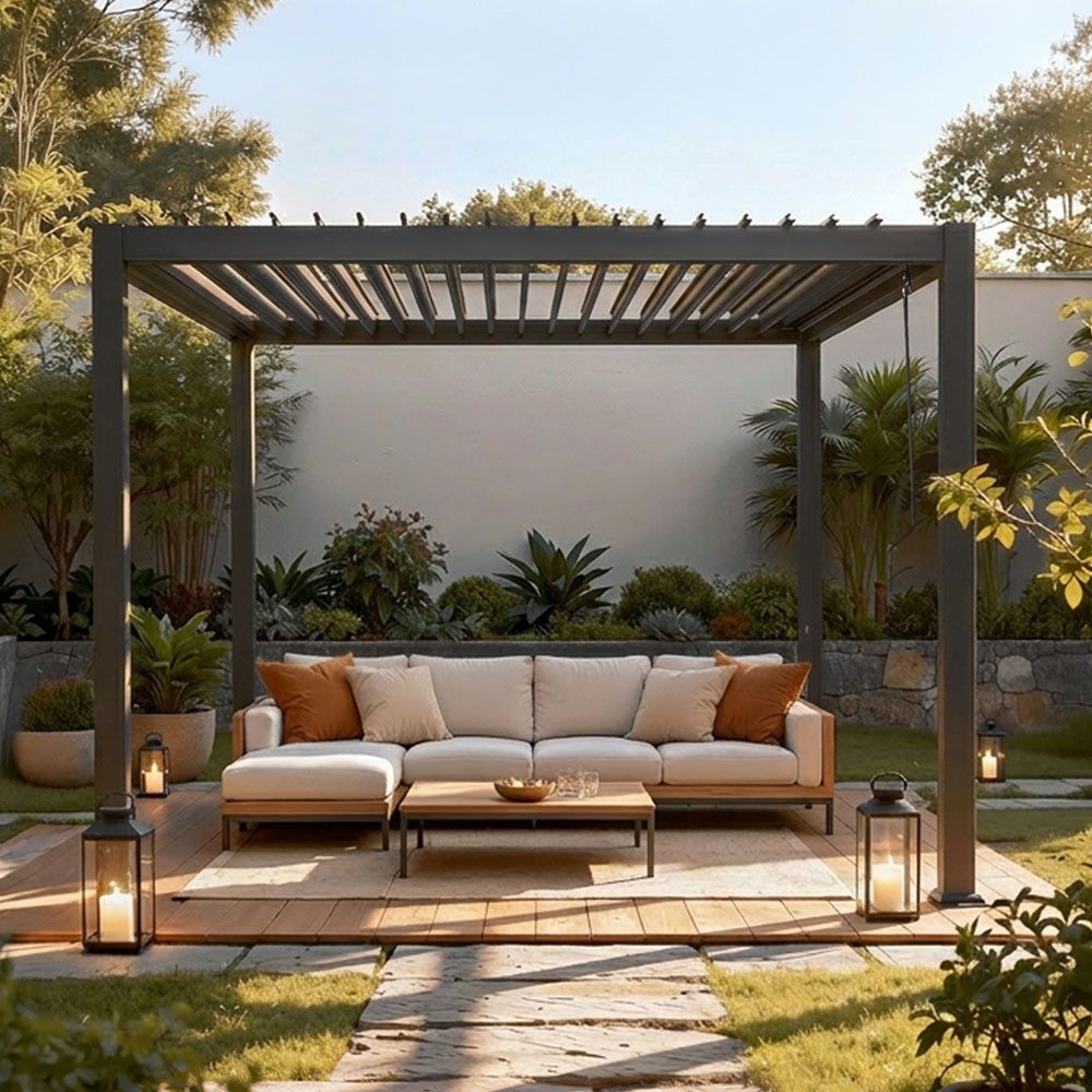 HOME DELUXE Pavillon Lamellenpavillon ROVAS - 300 x 300 x 240 cm, verstellbare Lamellen, Terrassenüberdachung