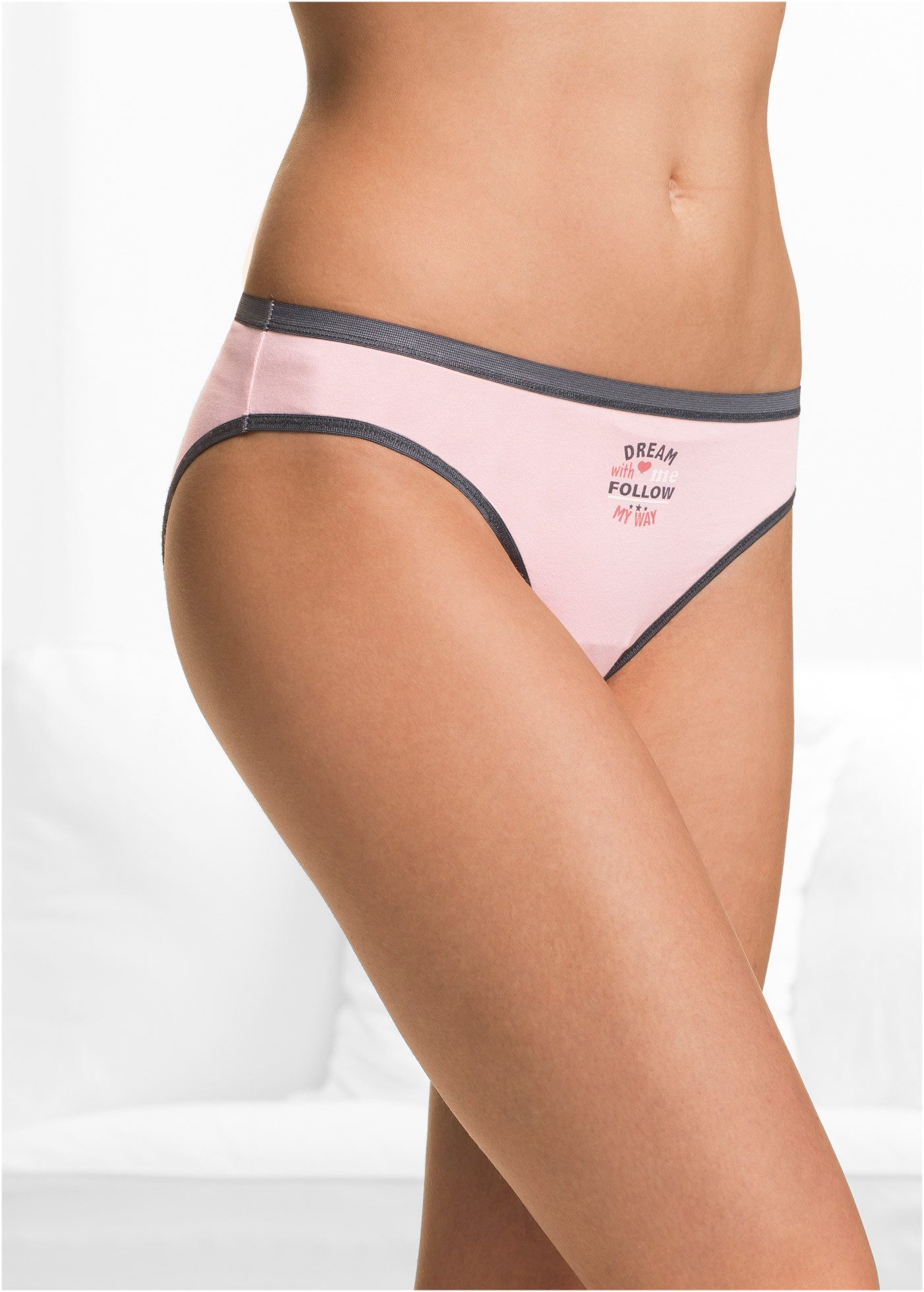 bonprix Slip (Packung, 5-St) mit dekorativen Bündchen in Kontrastfarbe, weiche Materialqualität