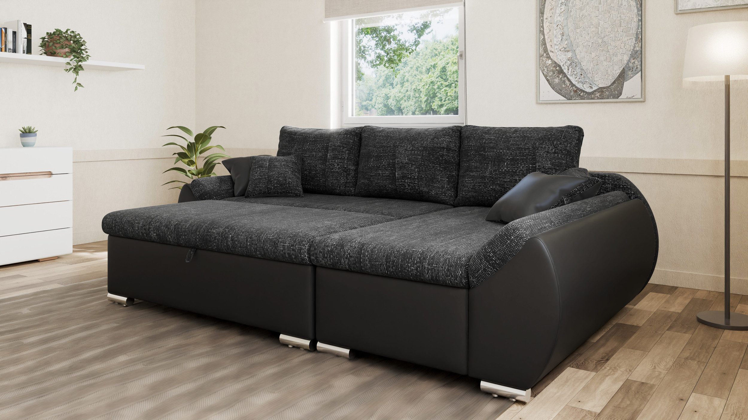 MOEBLO Ecksofa ALEX, L-Form mit Hocker günstig online kaufen