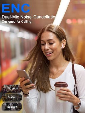 GCBIG Bluetooth 5.3 Kabellos mit ENC 4 Mics für Arbeit und Reisen In-Ear-Kopfhörer (Bluetooth 5.3 für stabile Verbindung und verlustfreien Stereoklang genießen., mit LED Digitalanzeige HiFiStereoklang IP7 Wasserdicht 25 stdSpielzeit)