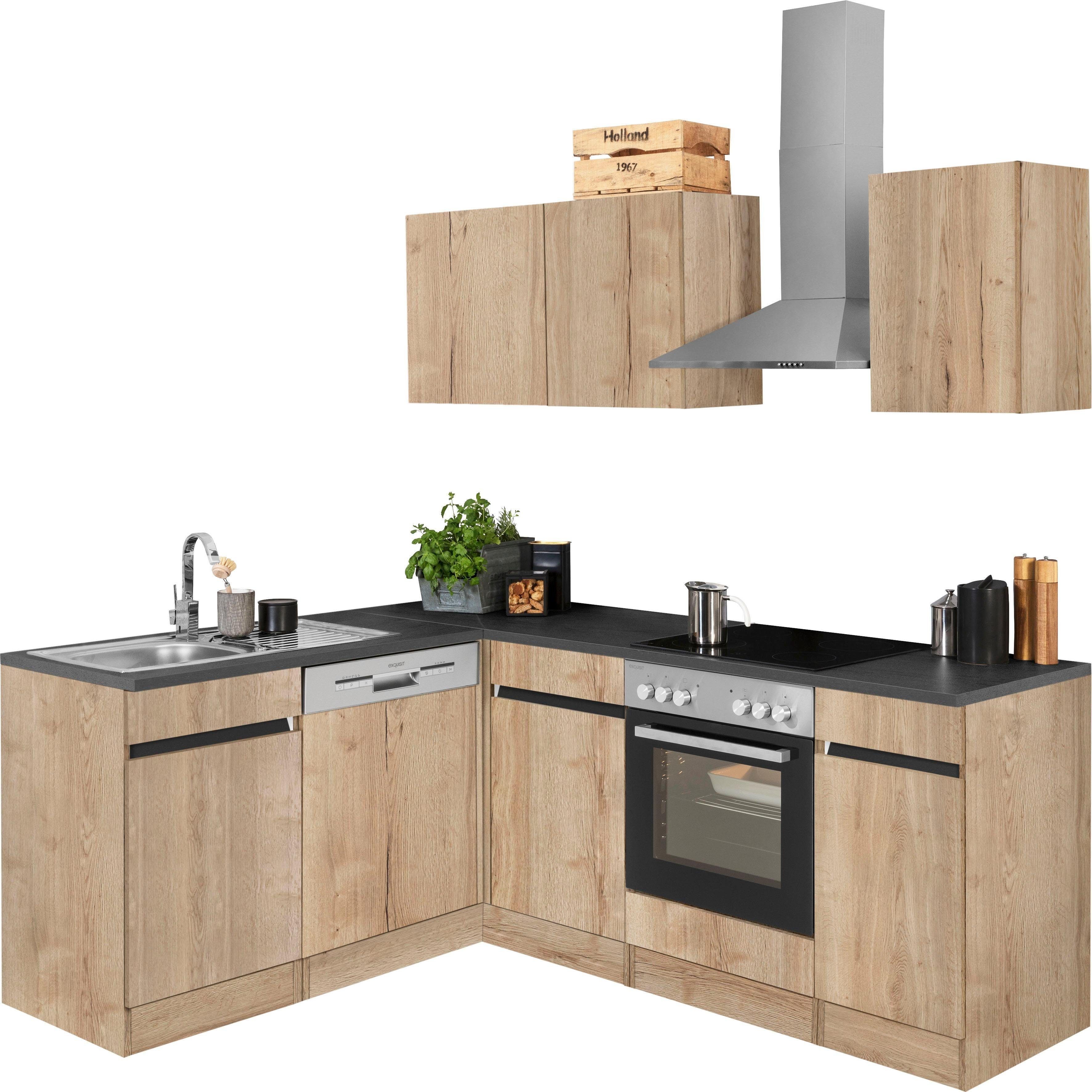 OPTIFIT Küchenzeile Roth, Stellmaße 210x175 cm,wahlweise mit E-Geräten, Push-to-Open-Funktion
