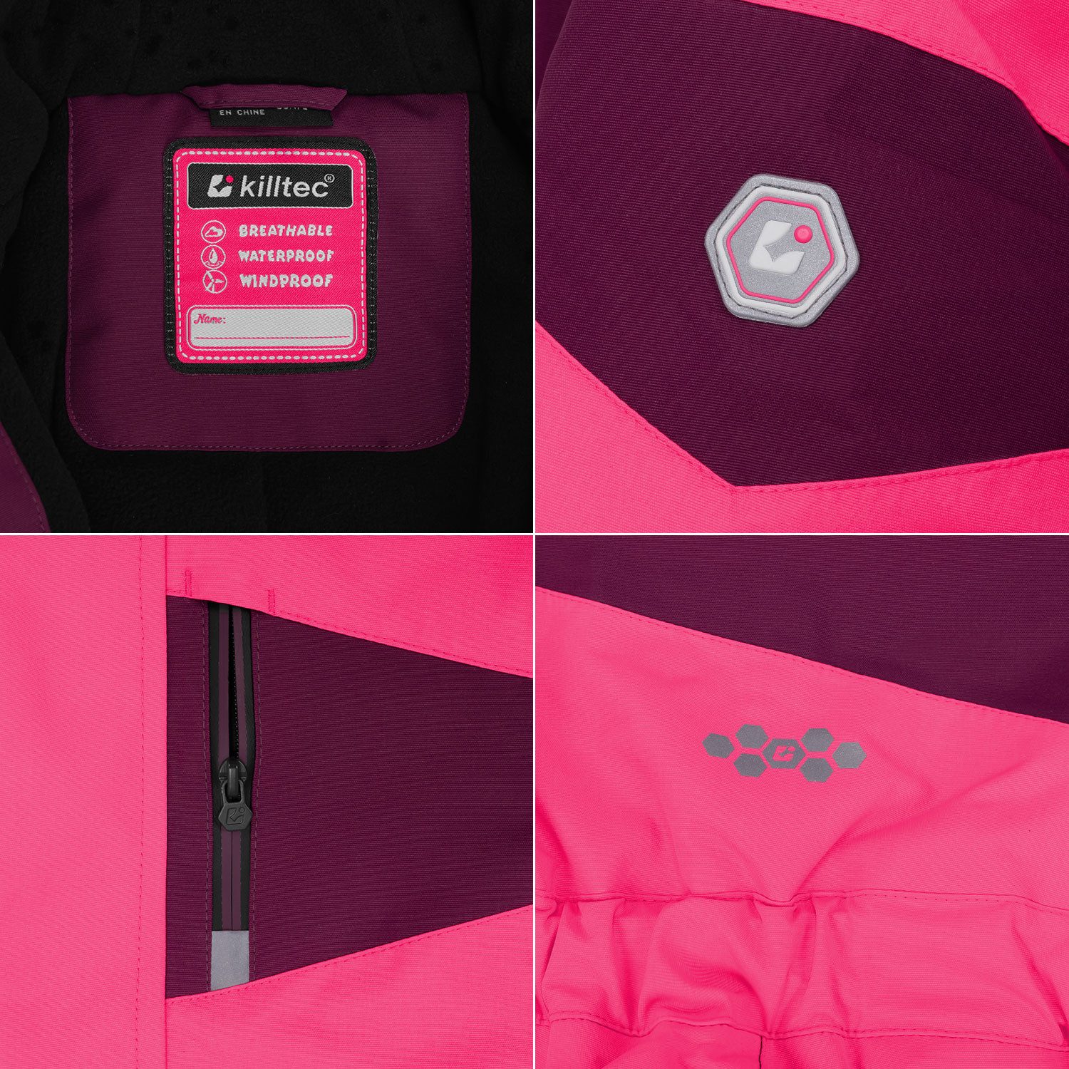 Killtec Schneeoverall Schneeanzug Kinder Skianzug neon pink/ orchidee Innenfutter aus Fleece
