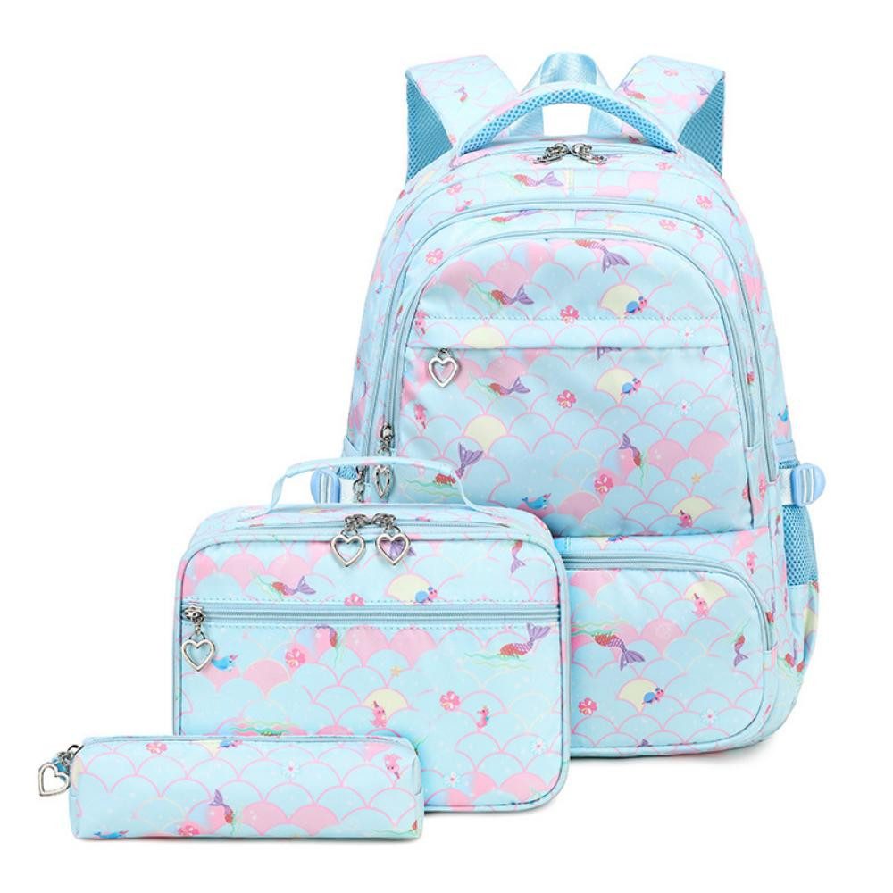 JASLIFE Schulrucksack 3-teiliges Schulrucksack Set Mädchen Teenager Jugendliche Daypack (Schulrucksack Set, 3-teiliges Set), Leicht, wasserabweisend, viel Stauraum – ideal für Schule & Freizeit