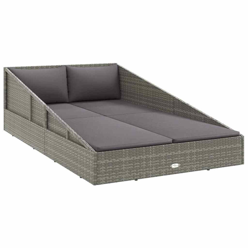 vidaXL Bett Gartenbett Grau 110x200 cm Poly Rattan