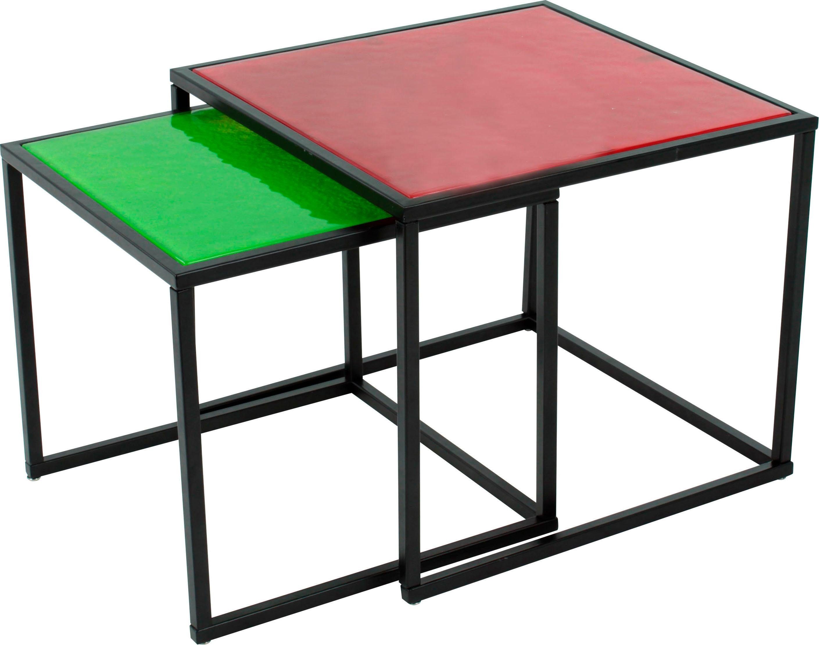 Paroli Couchtisch (Set, 2-St), quadra rot/grün