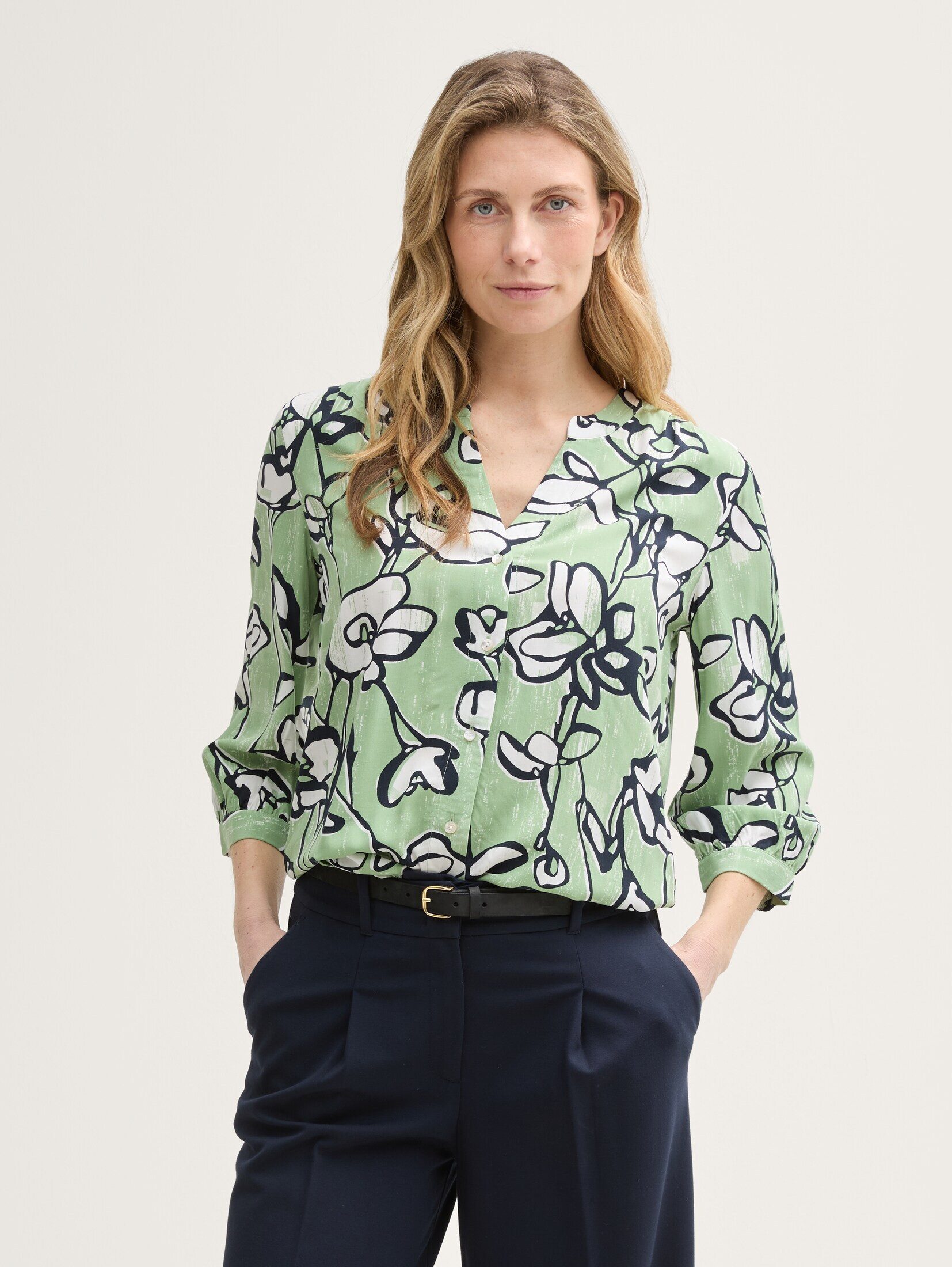Langarmbluse Bluse mit Muster