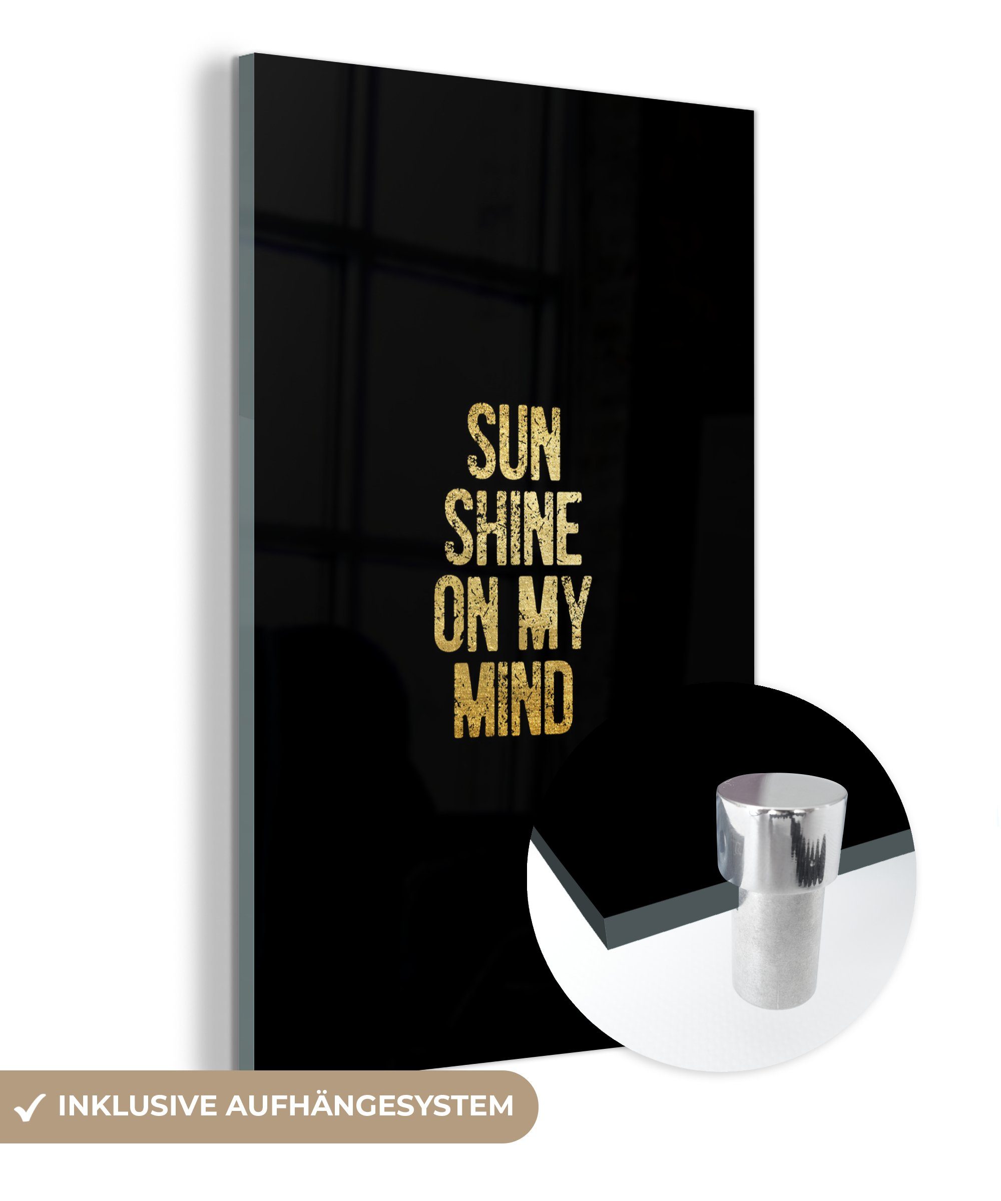 MuchoWow Acrylglasbild Zitate Sonne Gold Schwarz, (1 St