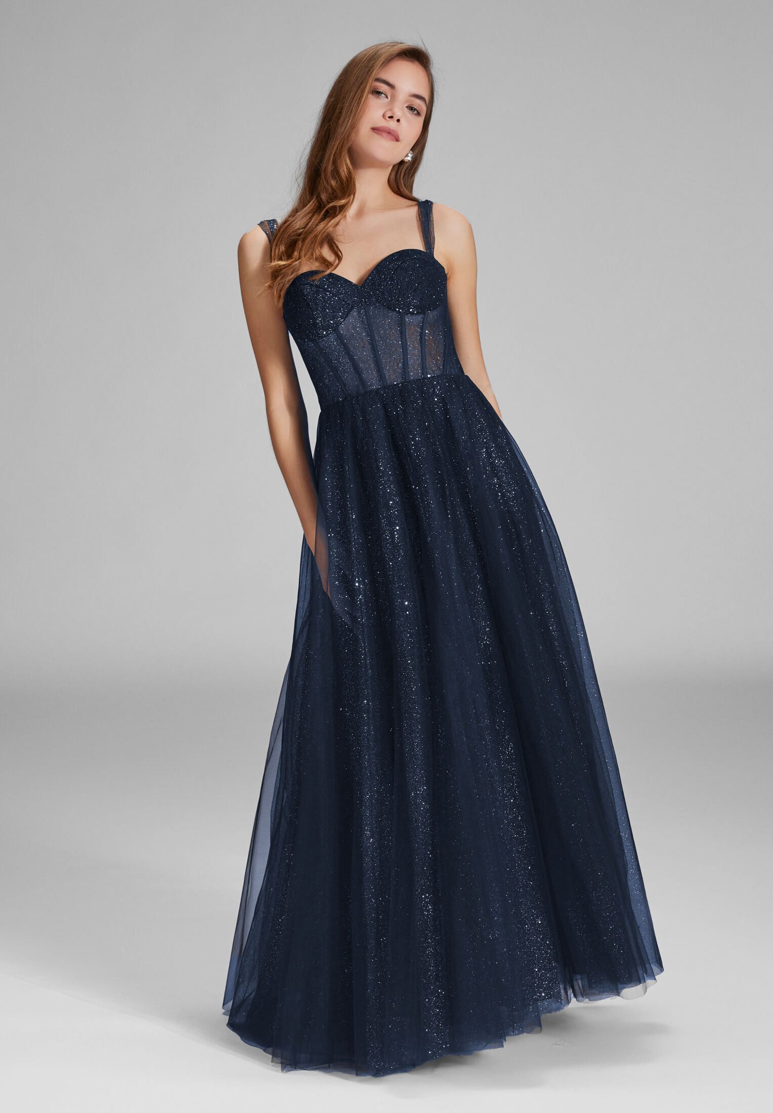 Hey Kyla Abendkleid Tüllrobe mit Schimmereffekt A-Linie günstig online kaufen