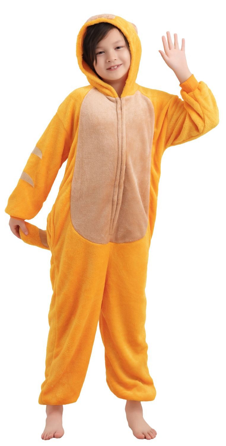 Corimori Jumpsuit Kinder Kostüm Jumpsuit Onesie verschiedene Designs (1-tlg) Fasching, Karneval, Tierkostüme Katze orange 110-116 Katzenkostüm