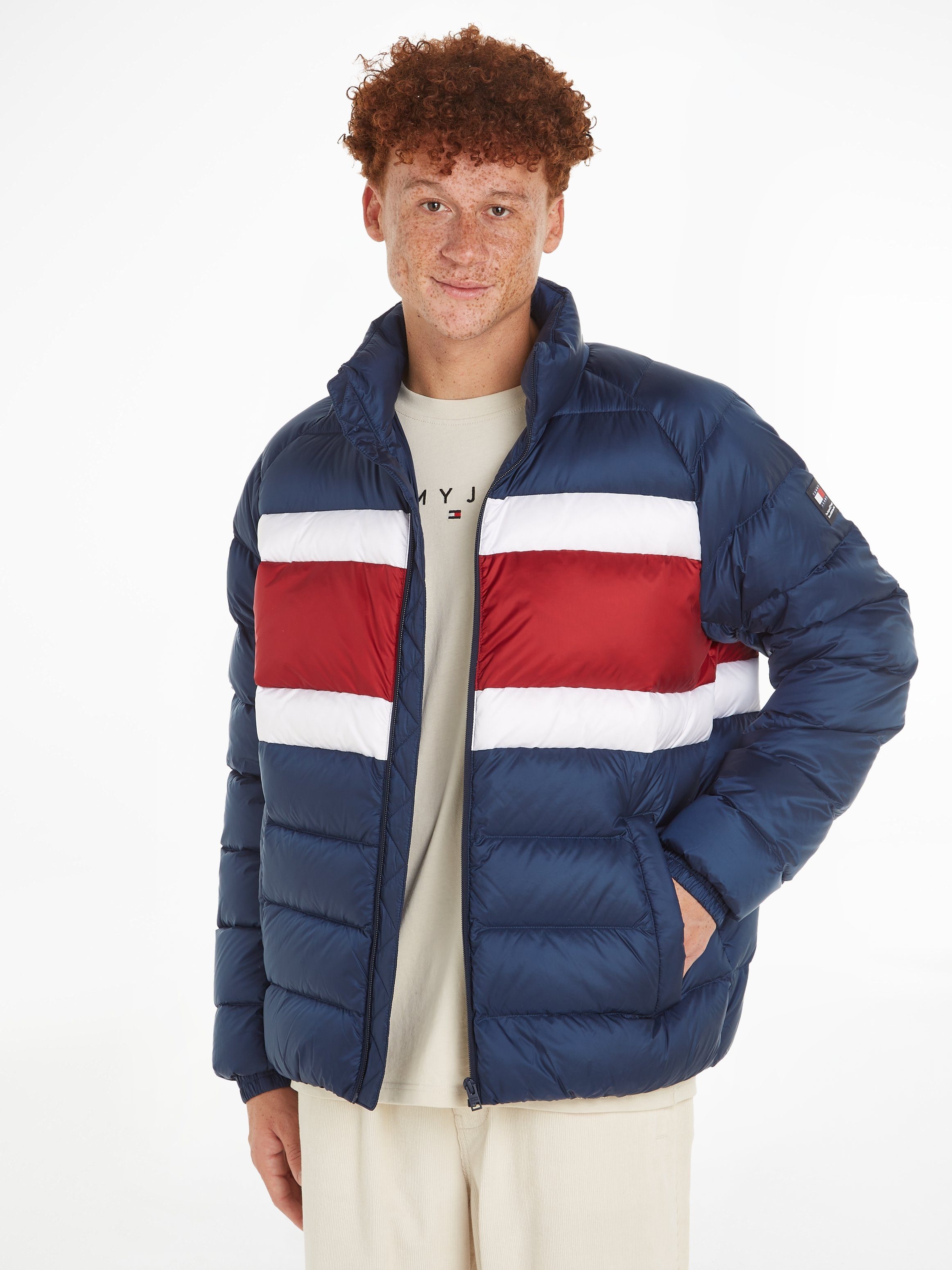 Tommy Jeans Daunenjacke TJM BLOCK STRIPE LT DOWN JKT EXT mit Colourblock-Streifen