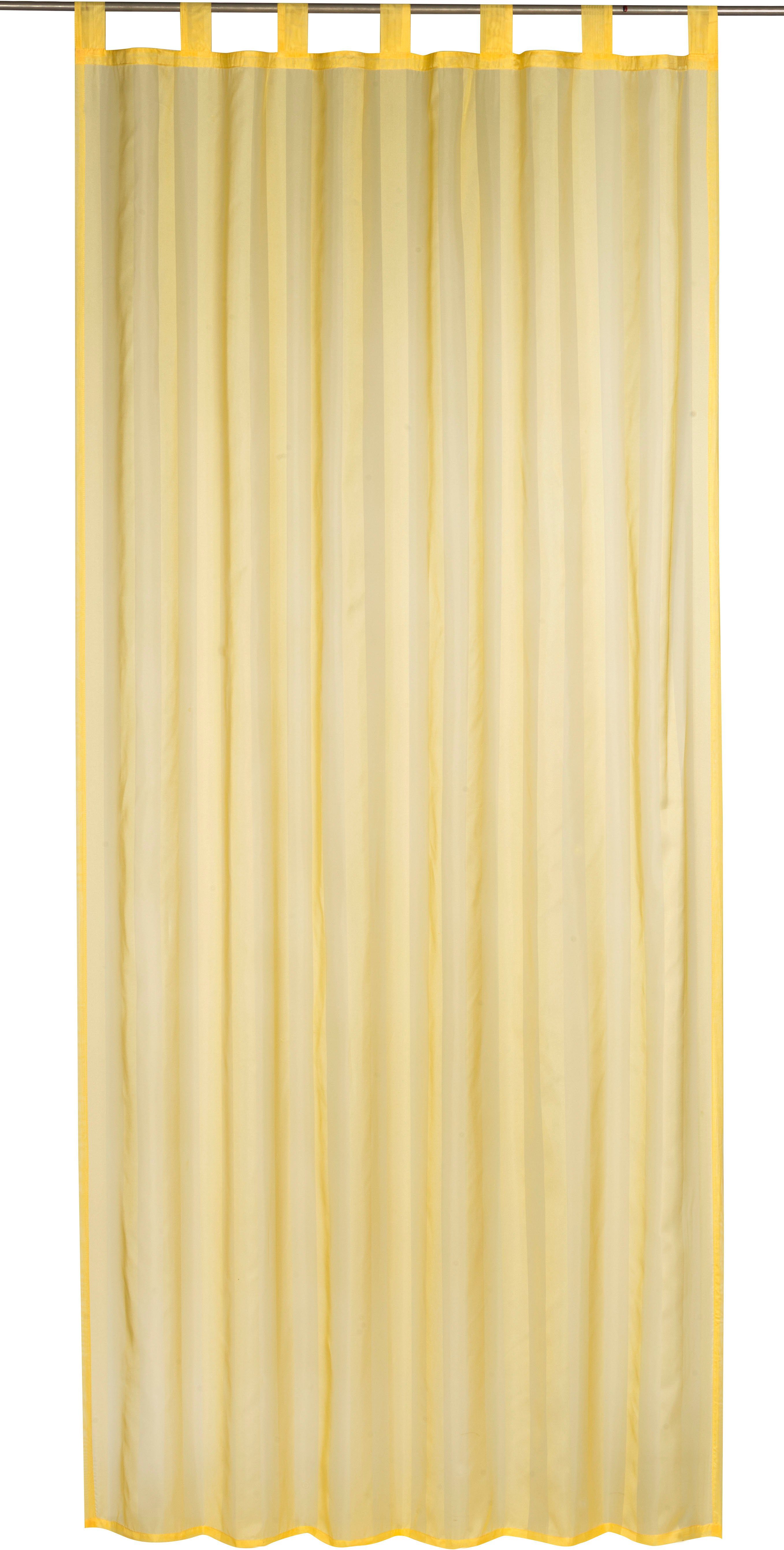 Gardine Streifenvoile, ELBERSDRUCKE, Schlaufen (1 St), transparent, Voile gelb | Fertiggardinen