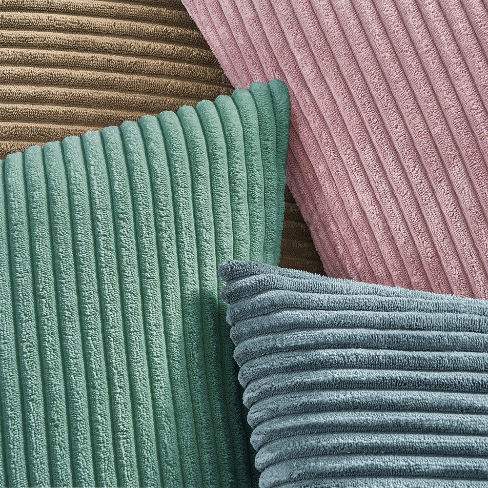 Topfinel Kissenbezug gestreiftes Muster,2er Set Kissenhülle Dekokissen Kissenbezug, Kordsamt 40x40 Sofakissen Couchkissen Zierkissenbezug Dekokissen