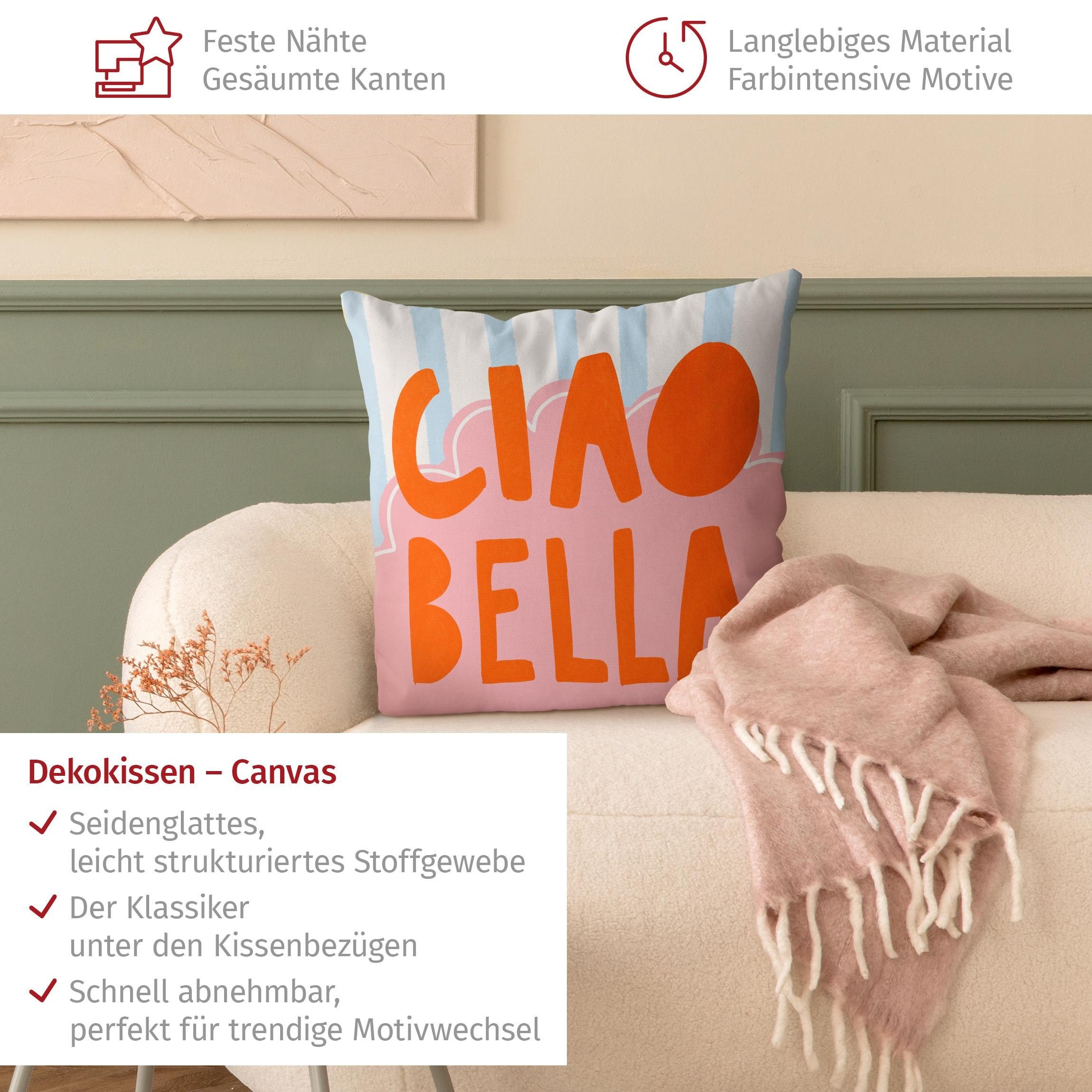 Bilderdepot24 Dekokissen drinnen Kissenhülle/ Sofakissen/ Zierkissen Kissenhülle orange Buchsta, Bezug mit / ohne Füllung Zierkissen Outdoor Sofa Bett