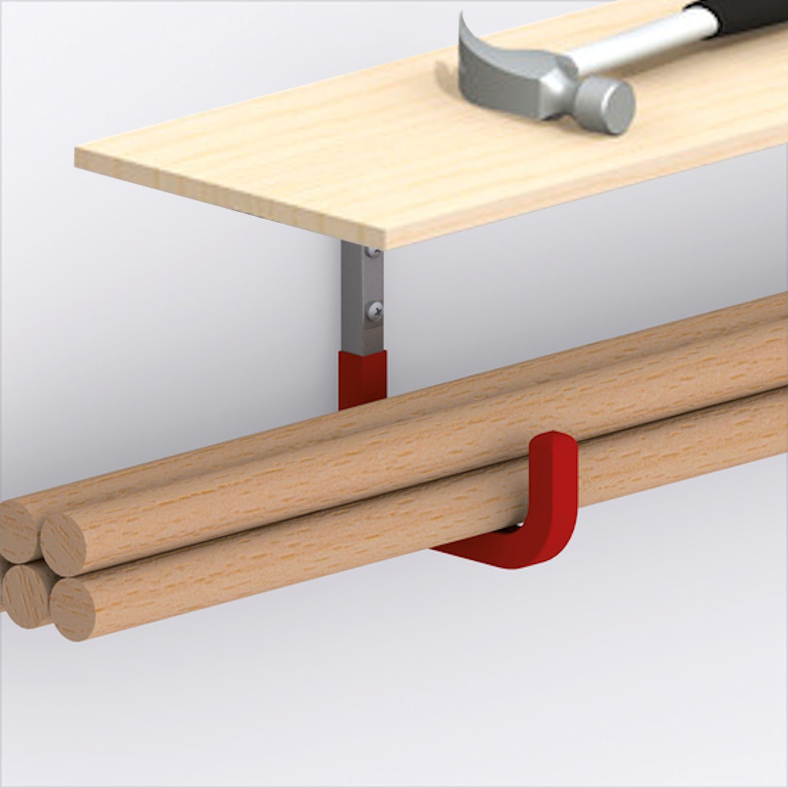 SO-TECH® Wandhaken Deckenhaken Allzweckhaken Gerätehalter, 255 x 150 mm, (1-St), Metall verzinkt, belastbar bis 30 kg, mit roter Gummierung