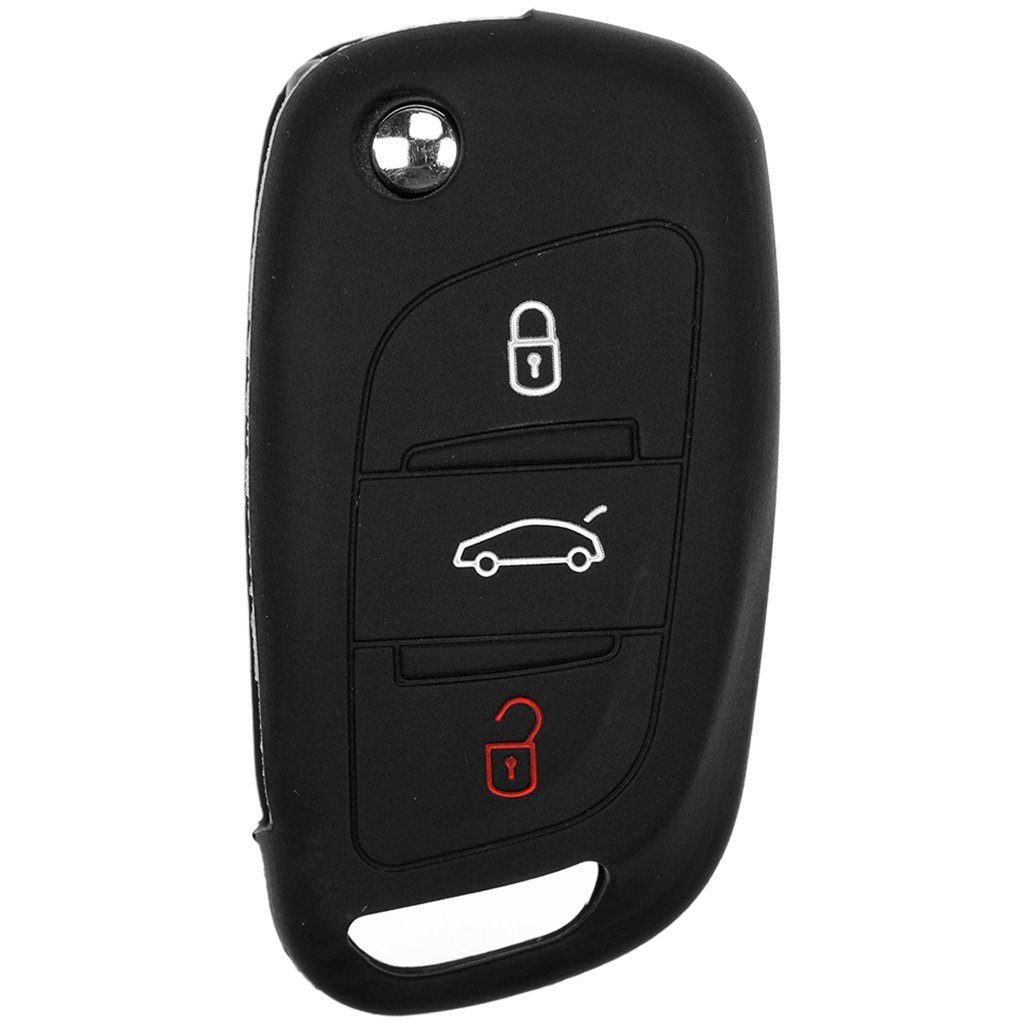 mt-key Schlüsseltasche Autoschlüssel Softcase DS6 Citroen Schutzhülle Tasten Berlingo DS4 3 Schwarz, DS5 Silikon DS3 C4 für Klappschlüssel