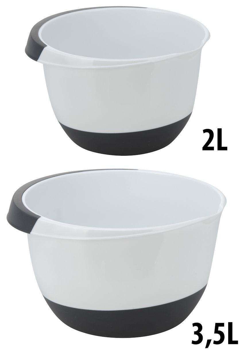 Spetebo Rührschüssel Rührschüsseln im 2er Set weiß - 2 / 3,5, Kunststoff, (2er Set, 2-tlg), große Schüsseln zum backen und servieren