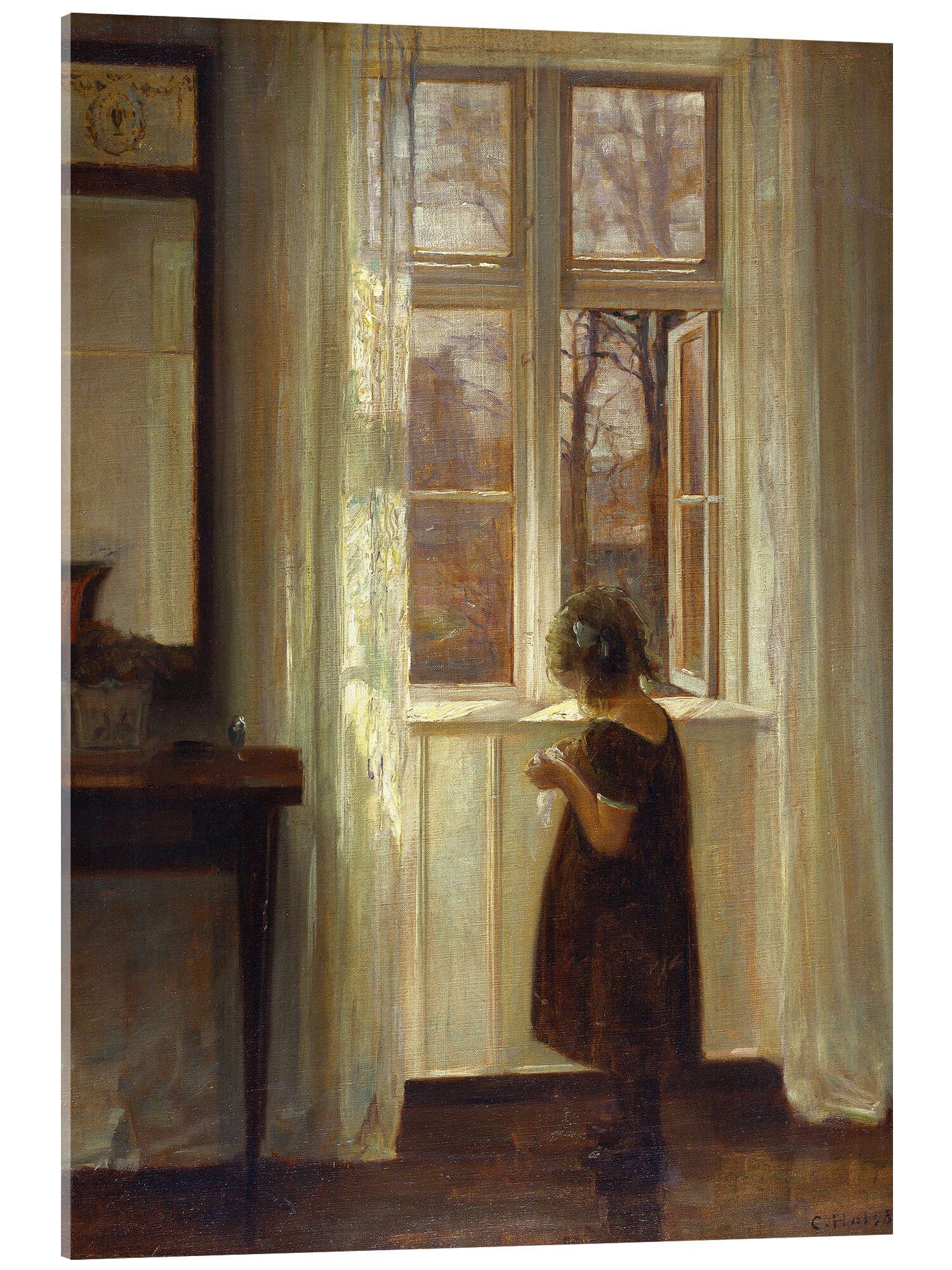 Posterlounge Wandbild Kleines Mädchen an einem Fenster, Carl Holsøe, erhältlich als Poster, Leinwandbild, Wandsticker oder Acrylglasbild
