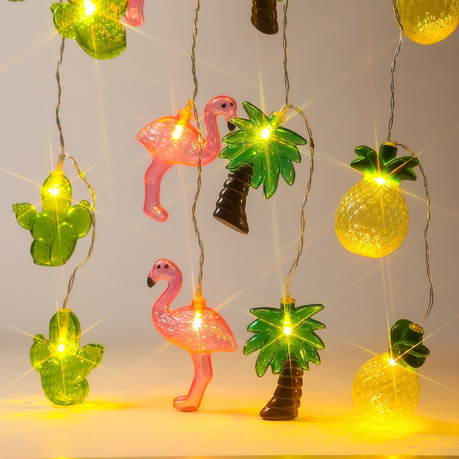 2x LED Party Lichter Ketten Wohn Raum Leuchten pink Beleuchtung Flamingo Lampen 