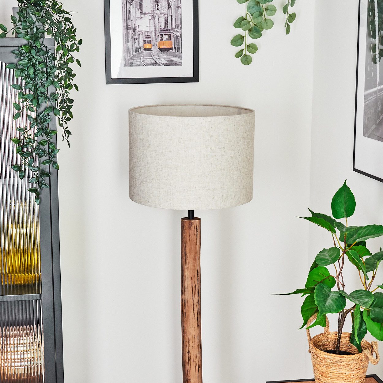 hofstein Stehlampe Stehlampe aus Metall/Eukalyptusholz im modernen Boho-Des günstig online kaufen