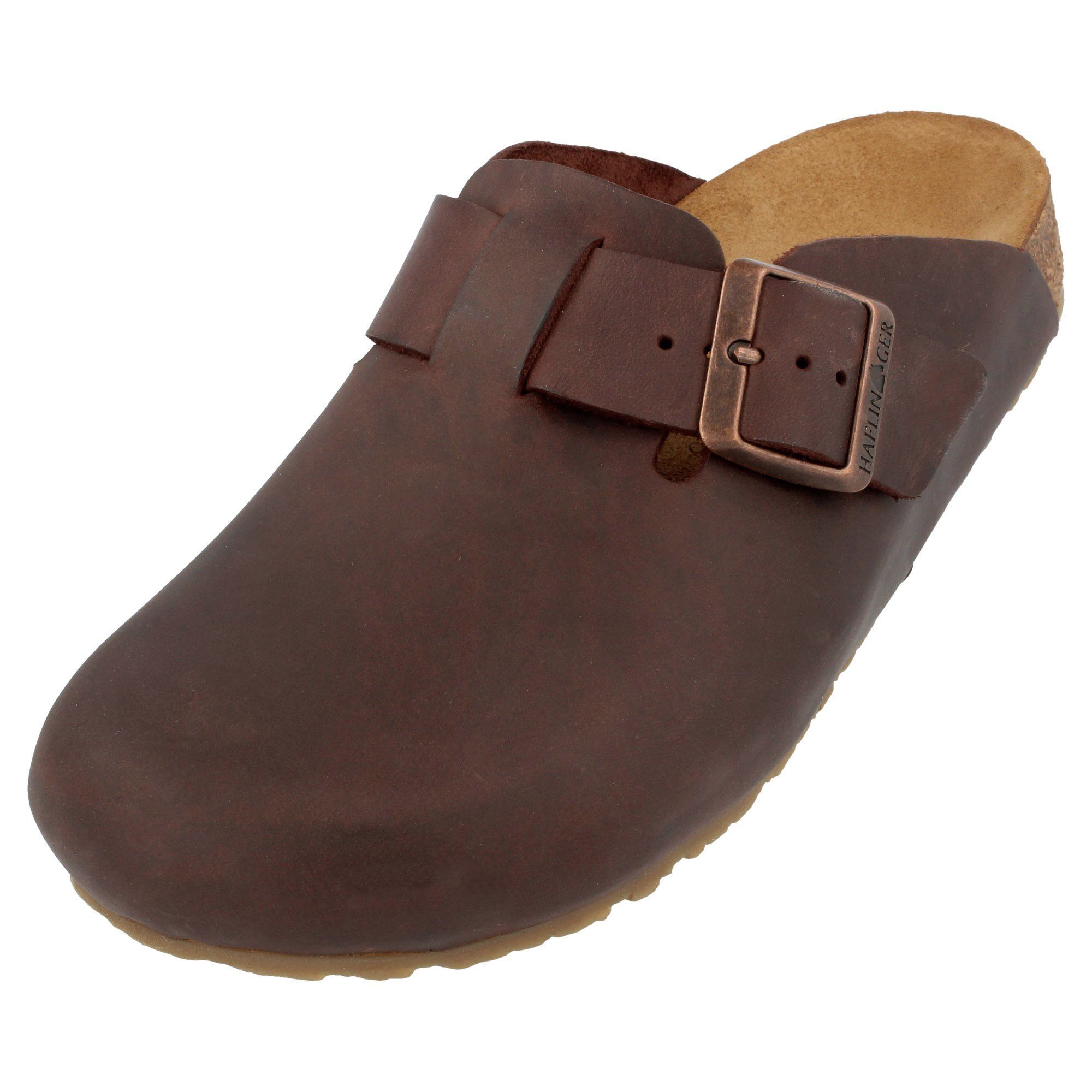 Haflinger Porto Lederclog mit Korkfußbett Lederdecksohle Unisex Hausschuh